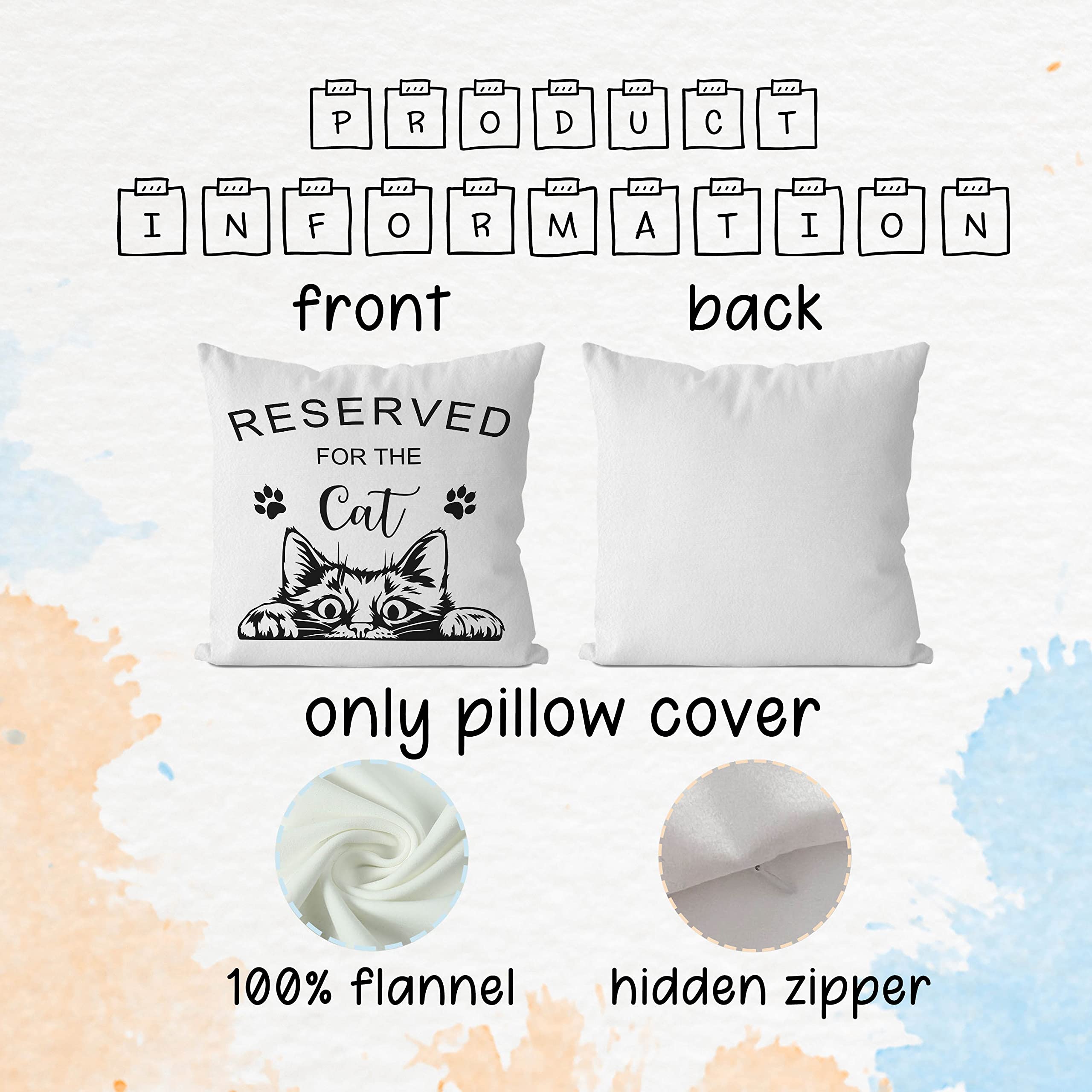 IWXYI Reserved for The Cat Throw Pillow Cover 18x18 Inch,Funny Cat Seat Cushion Pillow Case Home Decoration,Funny Reserved for The Cat Decorative Pillowcase for Home Decor