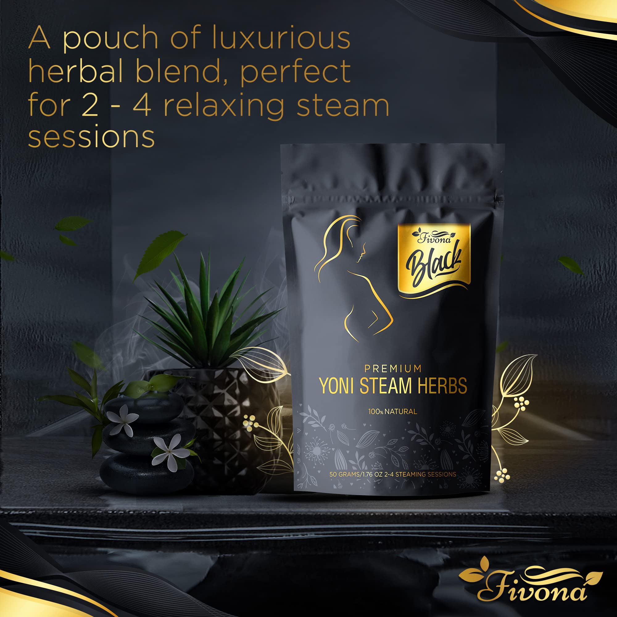 Fivona Black Yoni Steam Herbs All Natural Feminine V SPA for Detox, Cleanse, Odor and PH Balance