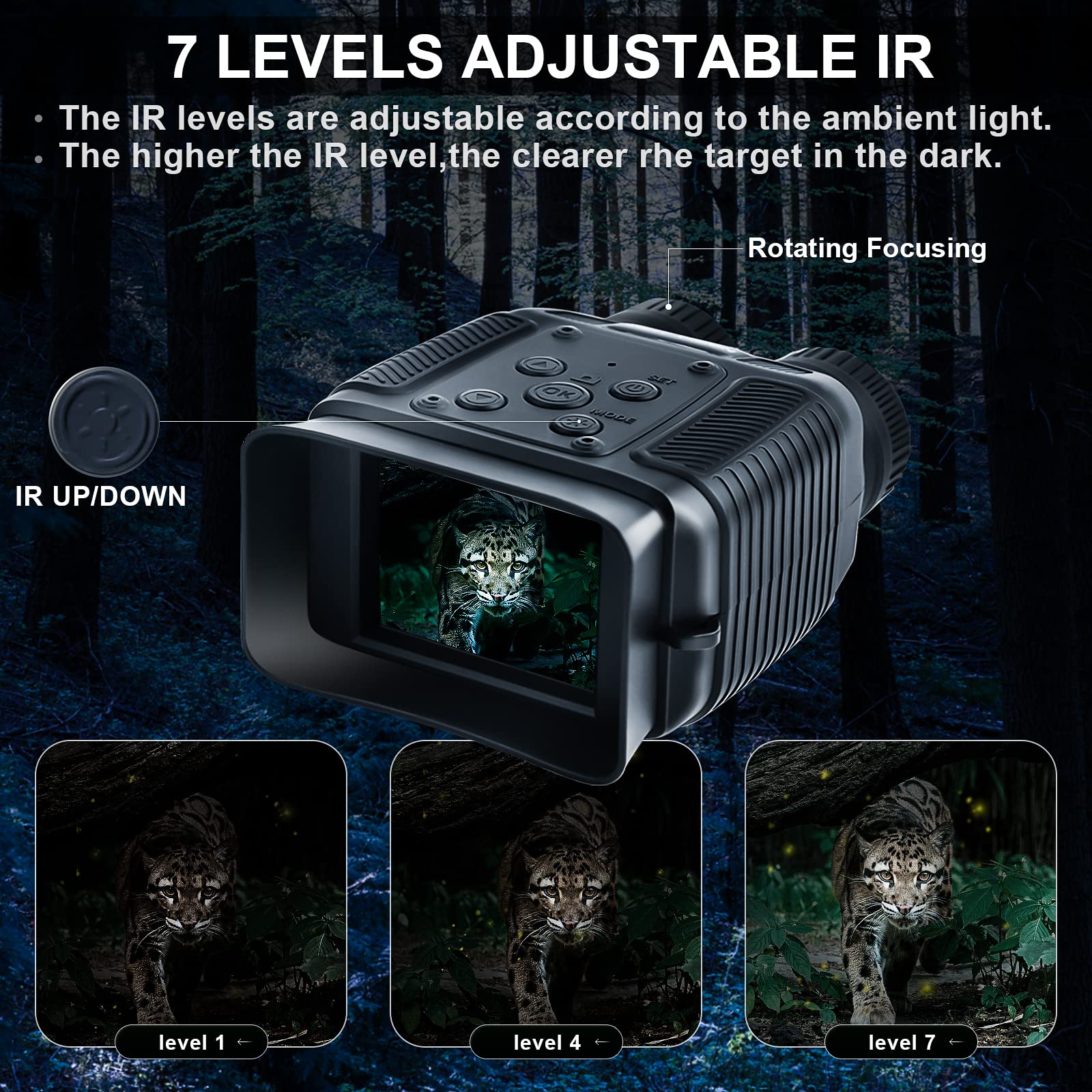 Night Vision Goggles - 4K HD Binoculars - Infrared Night Vision with 8X Digital Zoom, with 32GB Memory Card and Rechargeable Lithium Battery to Save Photos and Videos, Suitable for Camping and Hunting