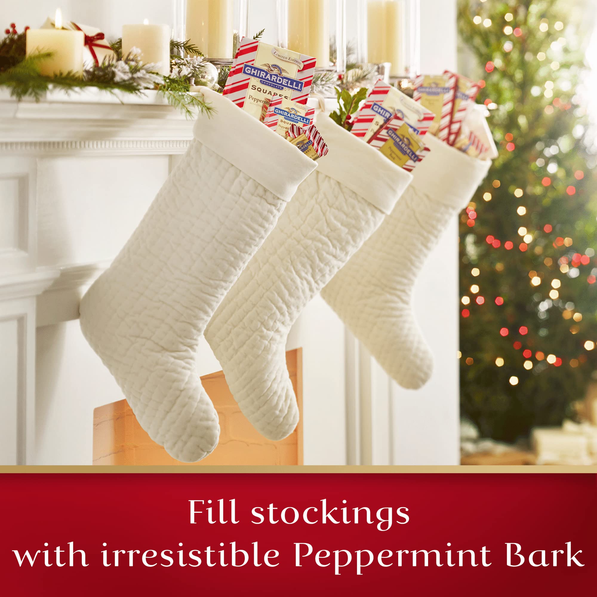 Ghirardelli Chocolate Squares, Peppermint Bark, 2 lb Bag, Approximately 80 Pieces