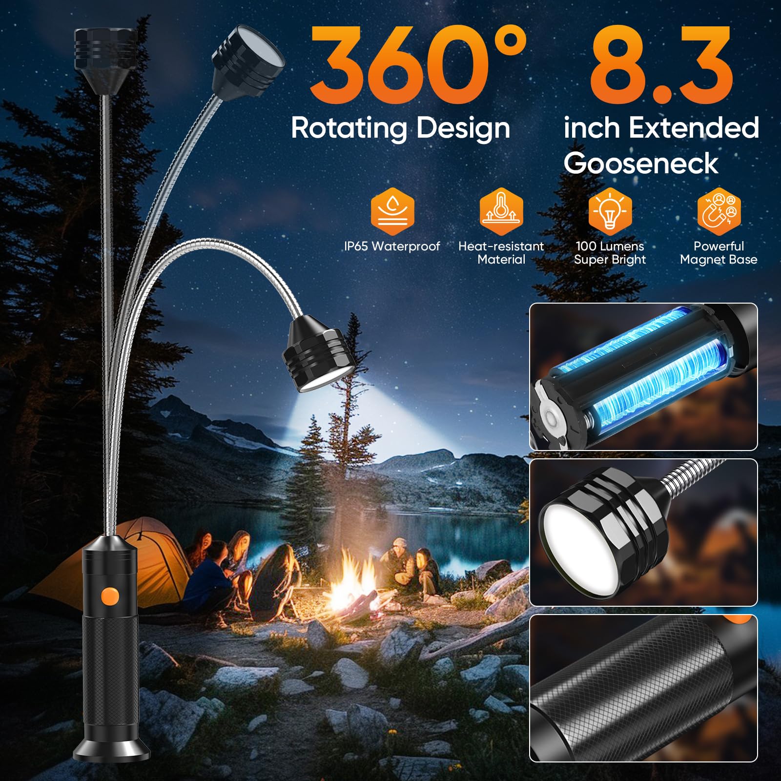 Grill Light BBQ Grilling Accessories: Unique Birthday Gifts for Men, Anniversary Mens Gifts Ideas for Husband, Outdoor Bright Magnetic LED BBQ Light, Smoker Grill Accessories Grill Tools, 2 Pack