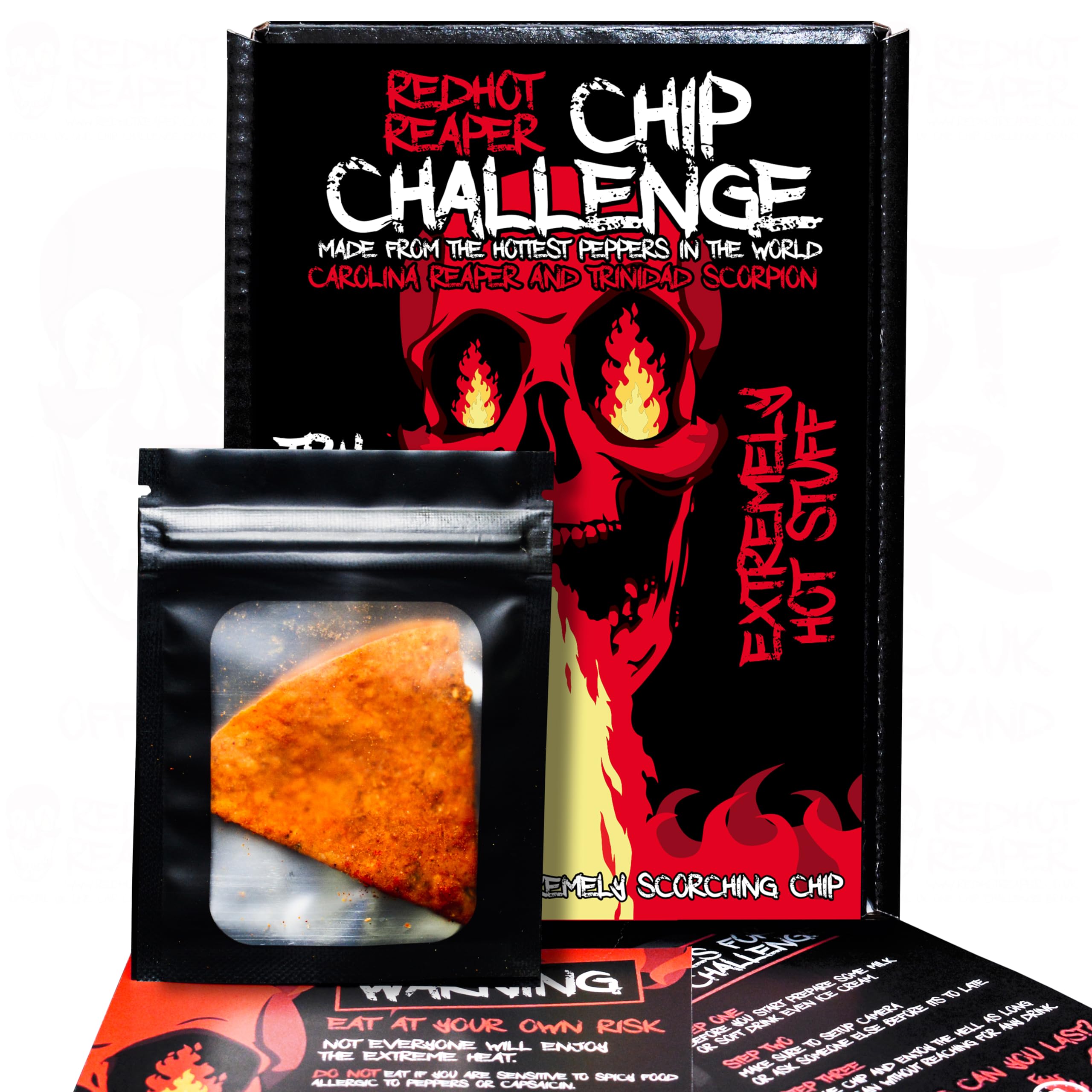 Red Hot Reaper – 1x Chip Challenge Hottest Chip – Carolina Reaper Spicy Challenge - Stupidly Spicy Hot Chip