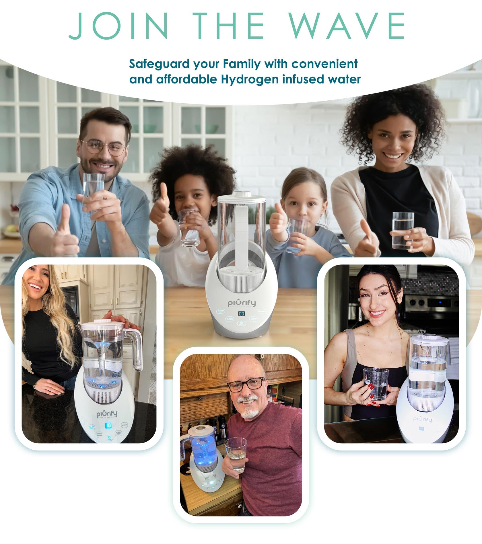PIURIFY Hydrogen Water Pitcher - Rich Hydrogen Water Generator Electrolysis Jug BPA Free with SPE/PEM Technology. Hydrogen Water Machine, Balanced PH Levels and Filtered with Calcium Sulfite.