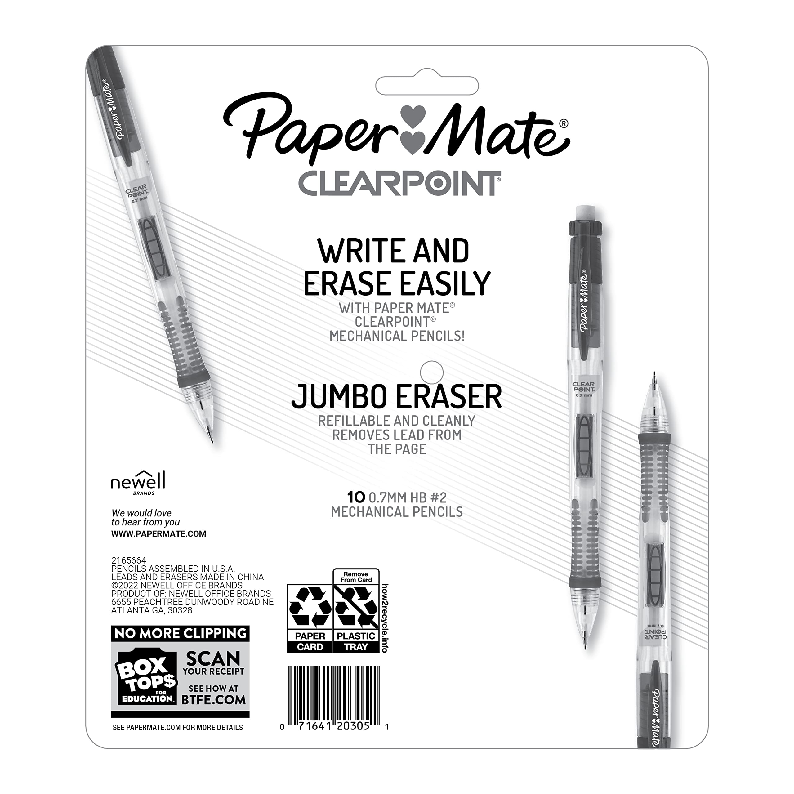 Paper Mate Clearpoint Mechanical Pencils 0.7mm, HB #2 Pencil Lead, 2 Pencils, School Supplies, Teacher Supplies, Drawing Pencils, Sketching Pencils, Assorted Barrel Colors, 10 Count