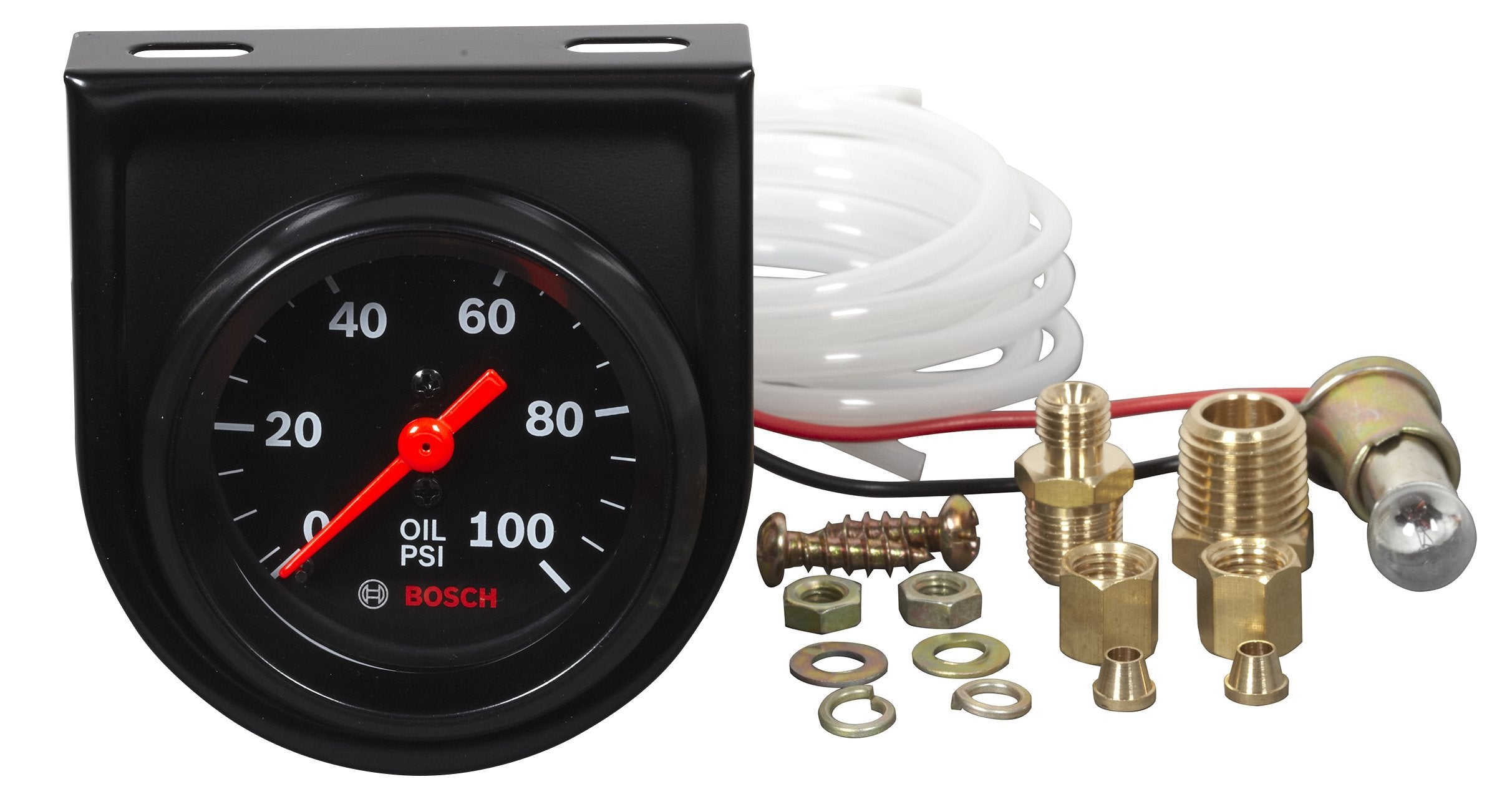 Bosch SP0F000052 Style Line 2" Mechanical Oil Pressure Gauge (Black Dial Face, Black Bezel)