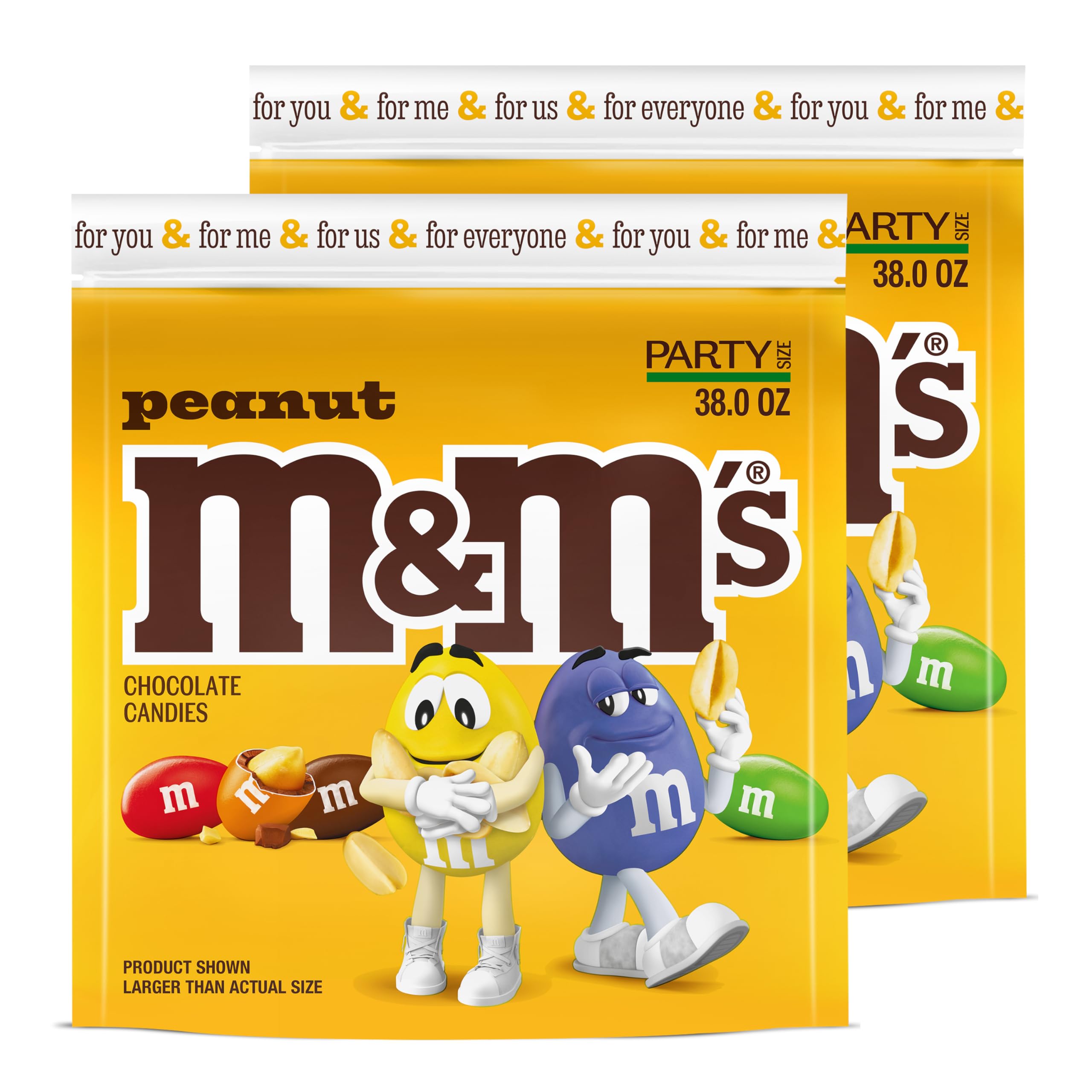 M&M'S Peanut Milk Chocolate Christmas Candy, Party Size, 38 oz Bulk Candy Bag (Pack of 2)