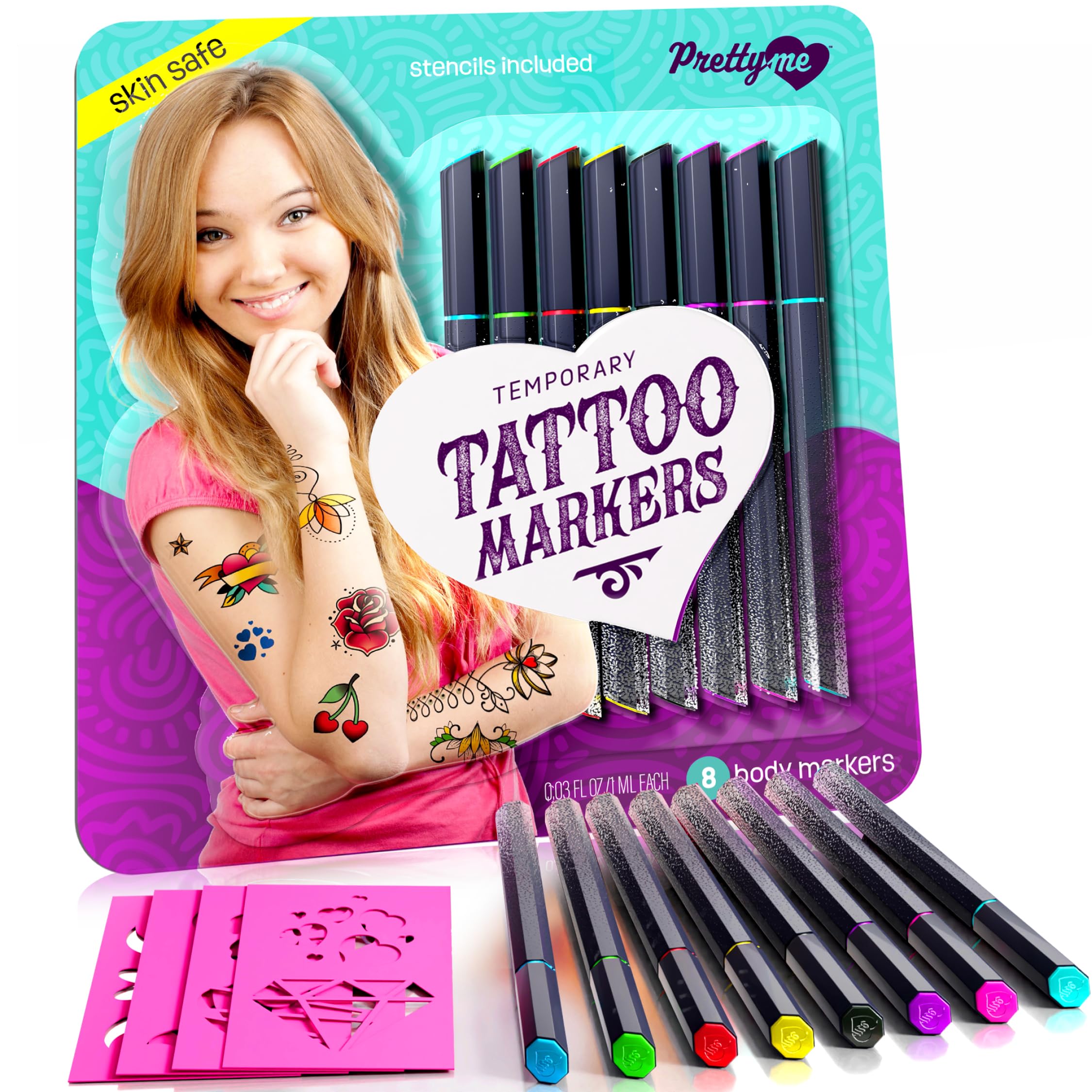 Temporary Tattoos Markers - Henna Body Tattoo Kit for Girls & Adults - Skin Pens for Teen Girl Gifts Trendy Stuff - 12 + Year Old - Cool Birthday Gift Ideas Teens 12 13 14 15 16 17 18 Teenage Tween