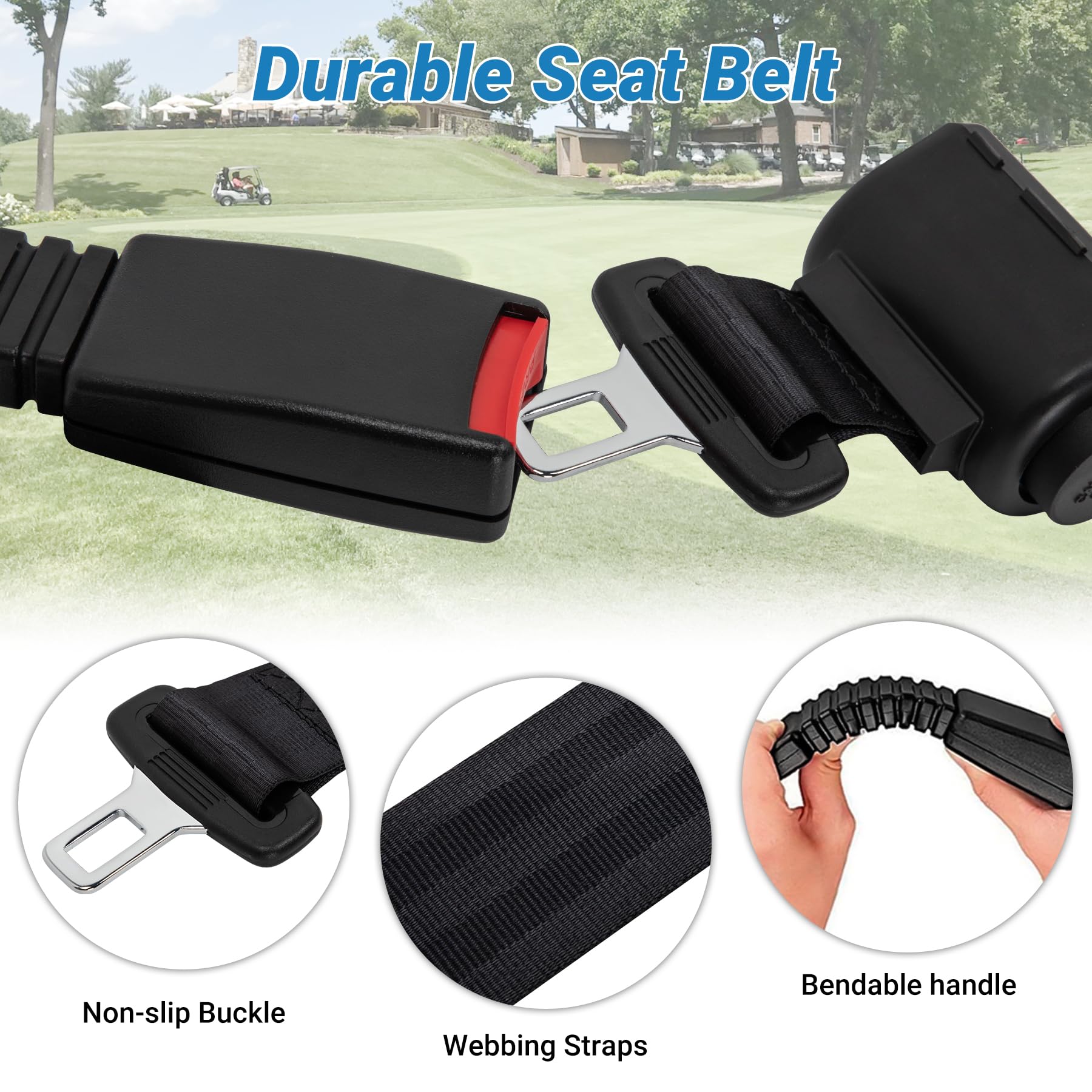 Toriexon Universal Golf Cart Seat Belt, 4 Passengers (2+2) Ezgo Golf Cart Seat Belt, 47“ Retractable Club Car Seat Belts, Fits 4-Seats Golf Car for EZGO, Yamaha Club Car