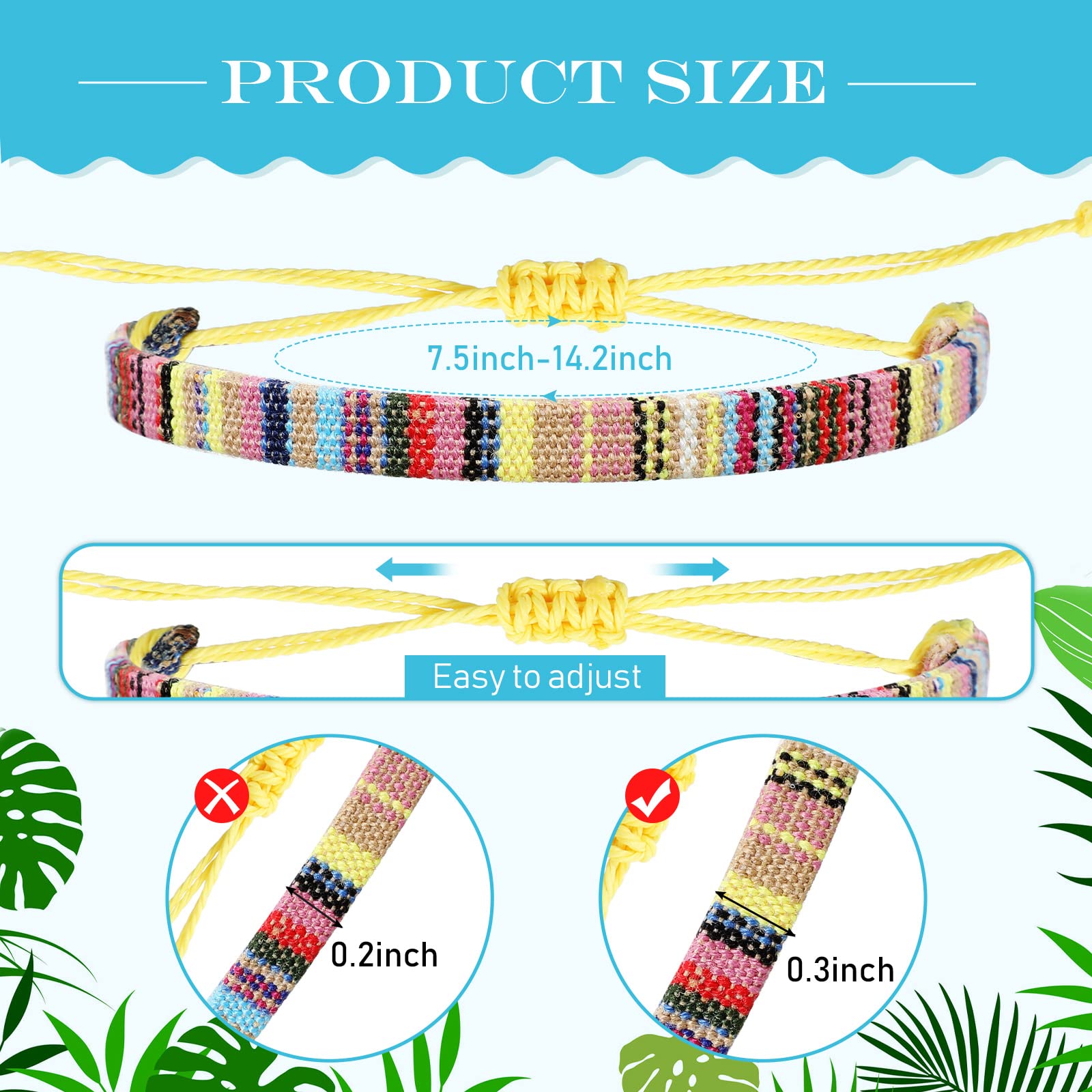 Yinkin 36 Pcs Surfer Bracelets for Men Unisex Valentine's Day Gift for Women Men Surf Anklet Sets Beach Handmade Beaded Anklet Colorful Rope Bracelet Bohemia Anklet Chain Boho Jewelry for Adult Teen