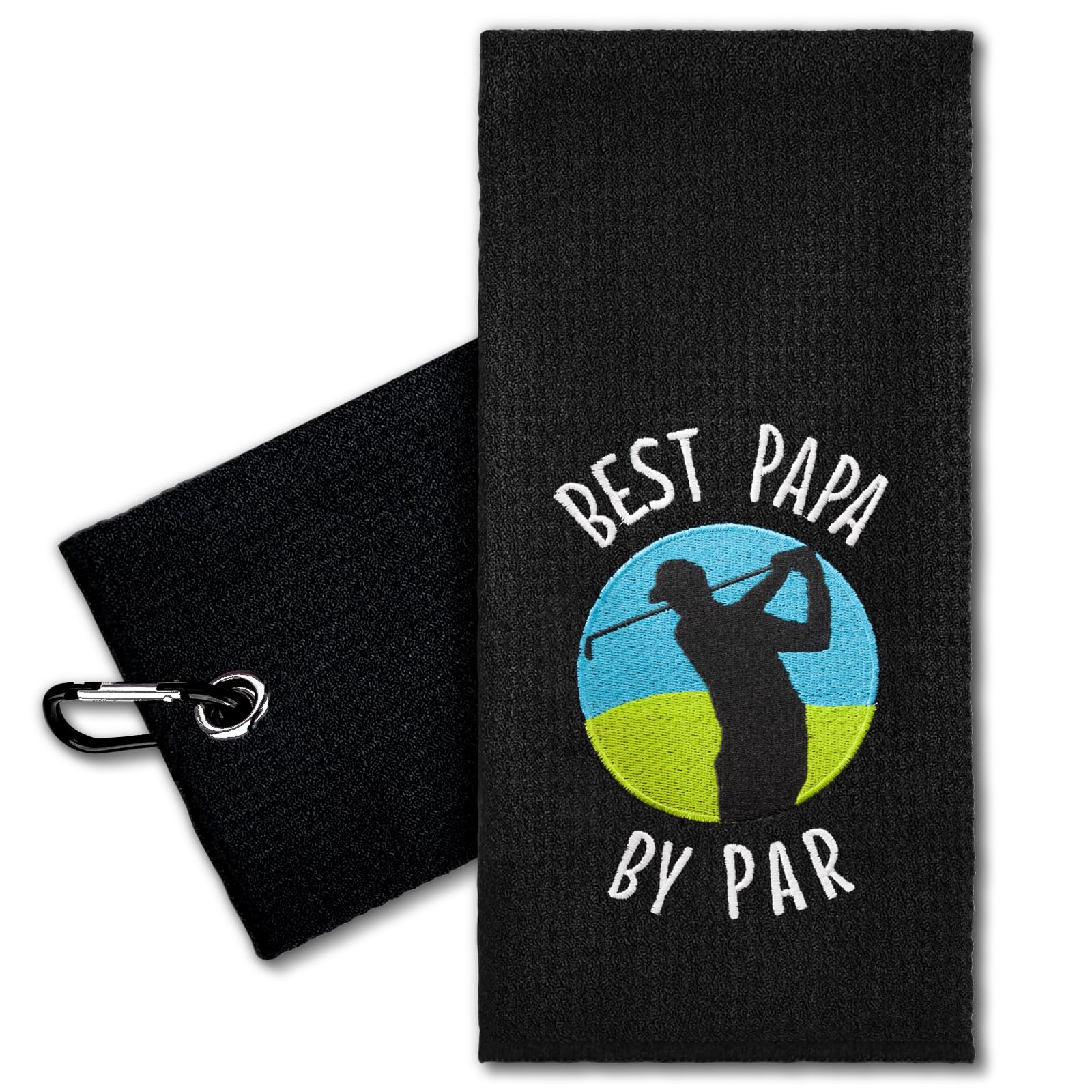 ERHACHAIJIA Best Papa by Par Embroidered Golf Towel with Clip. Funny Golf Accessories Golf Gifts for Men Golf Lover Dad Uncle Grandpa, Birthday Retirement Father's Day for Golf Fan