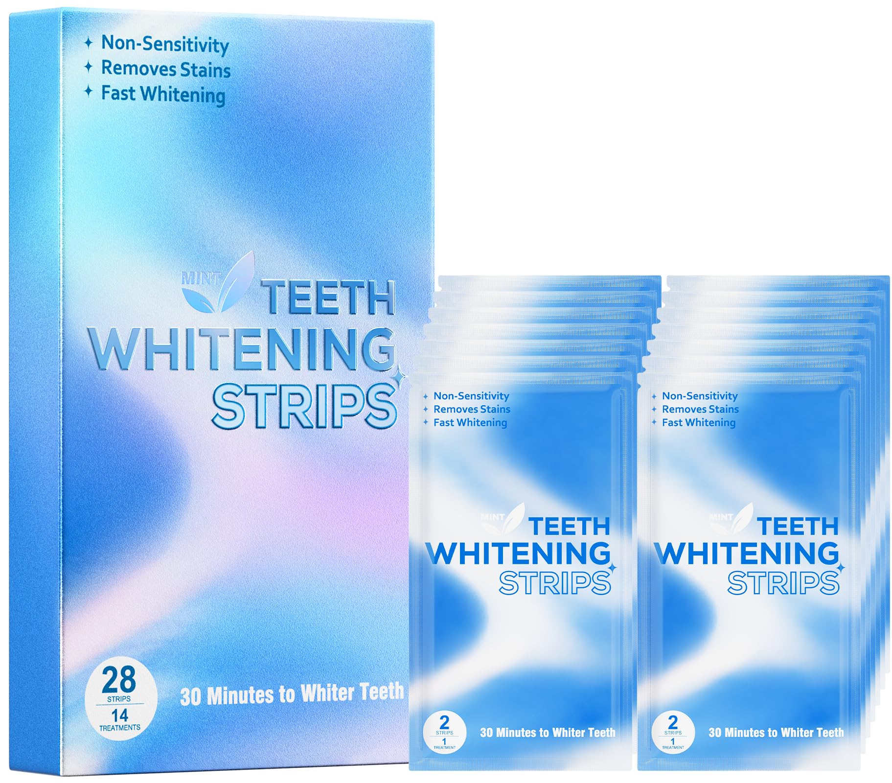 Teeth Whitening Strips for Sensitive Teeth - Annecal 28 White Strips Enamel Safe for Whiter Teeth, Non-Sensitive Formula, Deep Stains Removal Tooth Whitening, 14 Treatment Enhanced Brightness, Mint