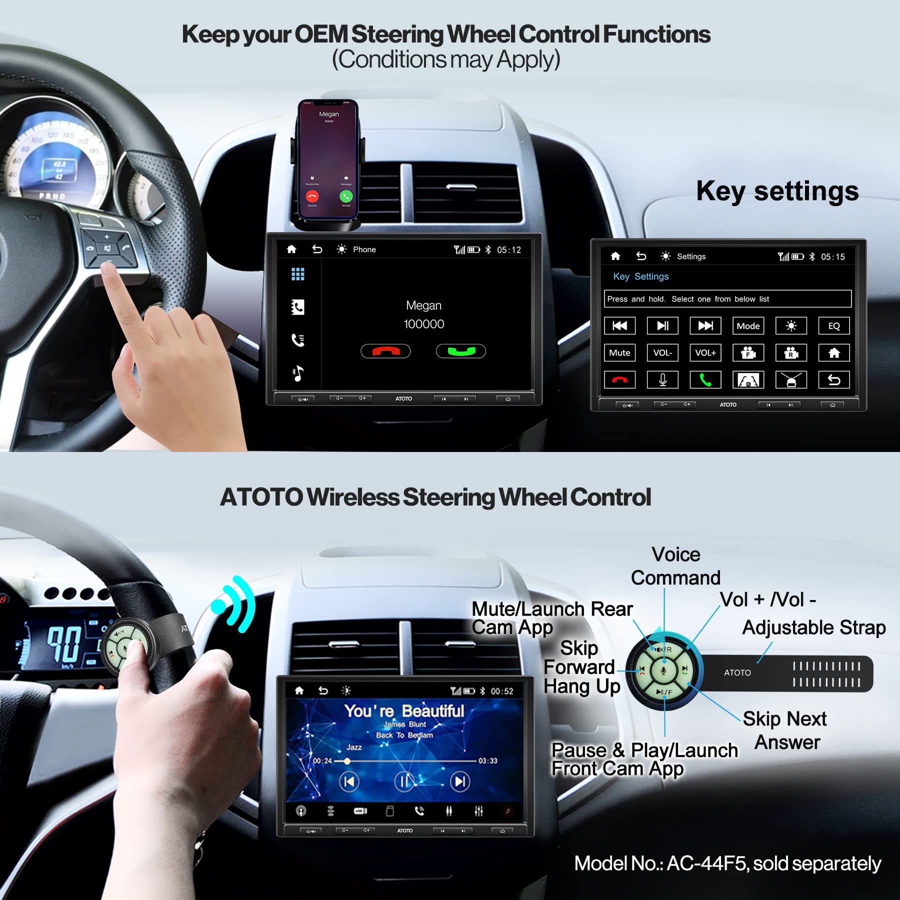 ATOTO F7 Adaptive Double-DIN &Single-DIN 10 Inch Car Stereo, QLED Touchscreen Car Radio, Wireless CarPlay& Android Auto, Bluetooth, HD Live Rearview, MirrorLink, Quick Charge, F7G110XE