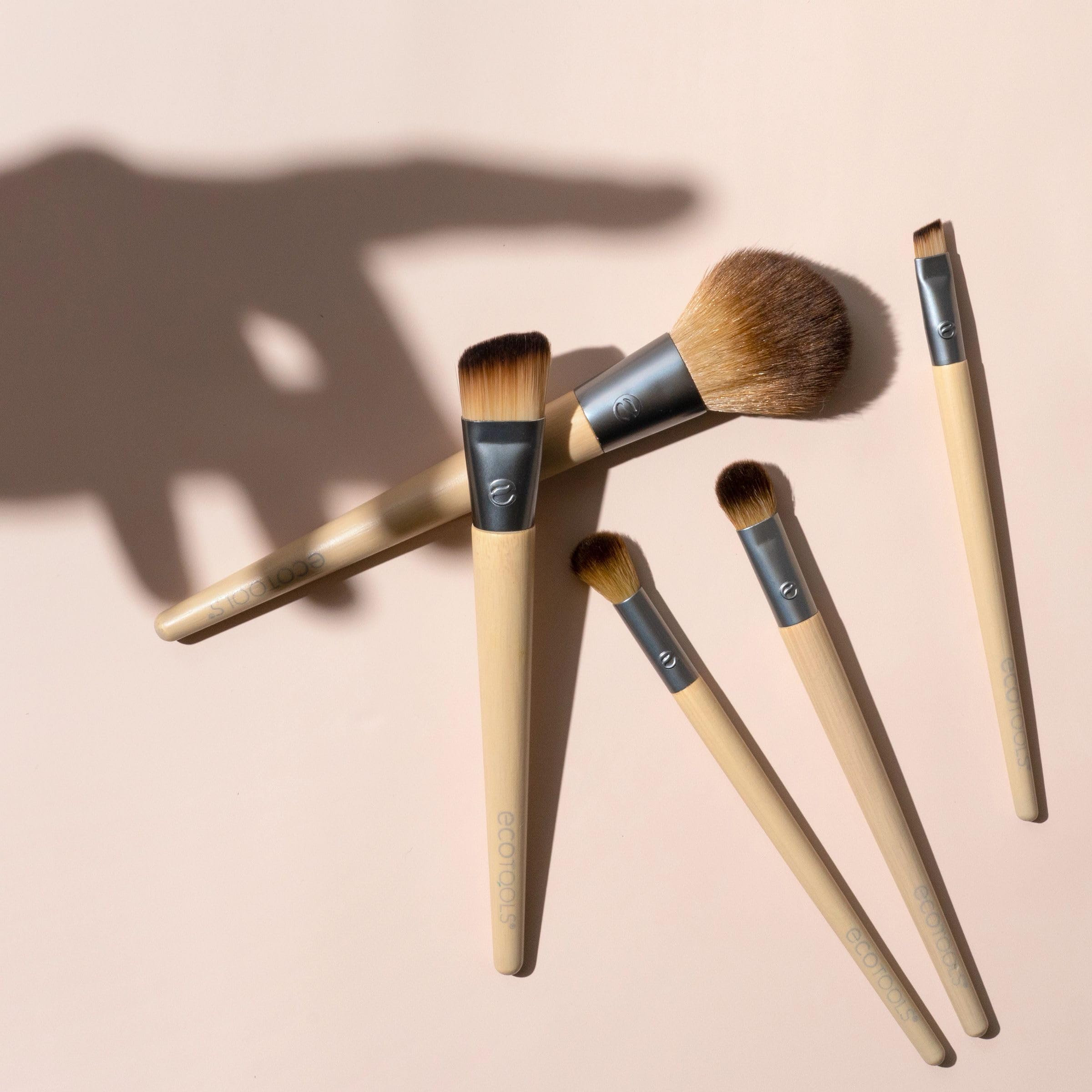 EcoTools Start The Day Beautifully 6 Piece Makeup Brush Set, Makeup Brushes For Eyeshadow, Blush, Concealer, & Foundation Application, Eco-Friendly, Gift Set, Synthetic Hair, Vegan & Cruelty-Free