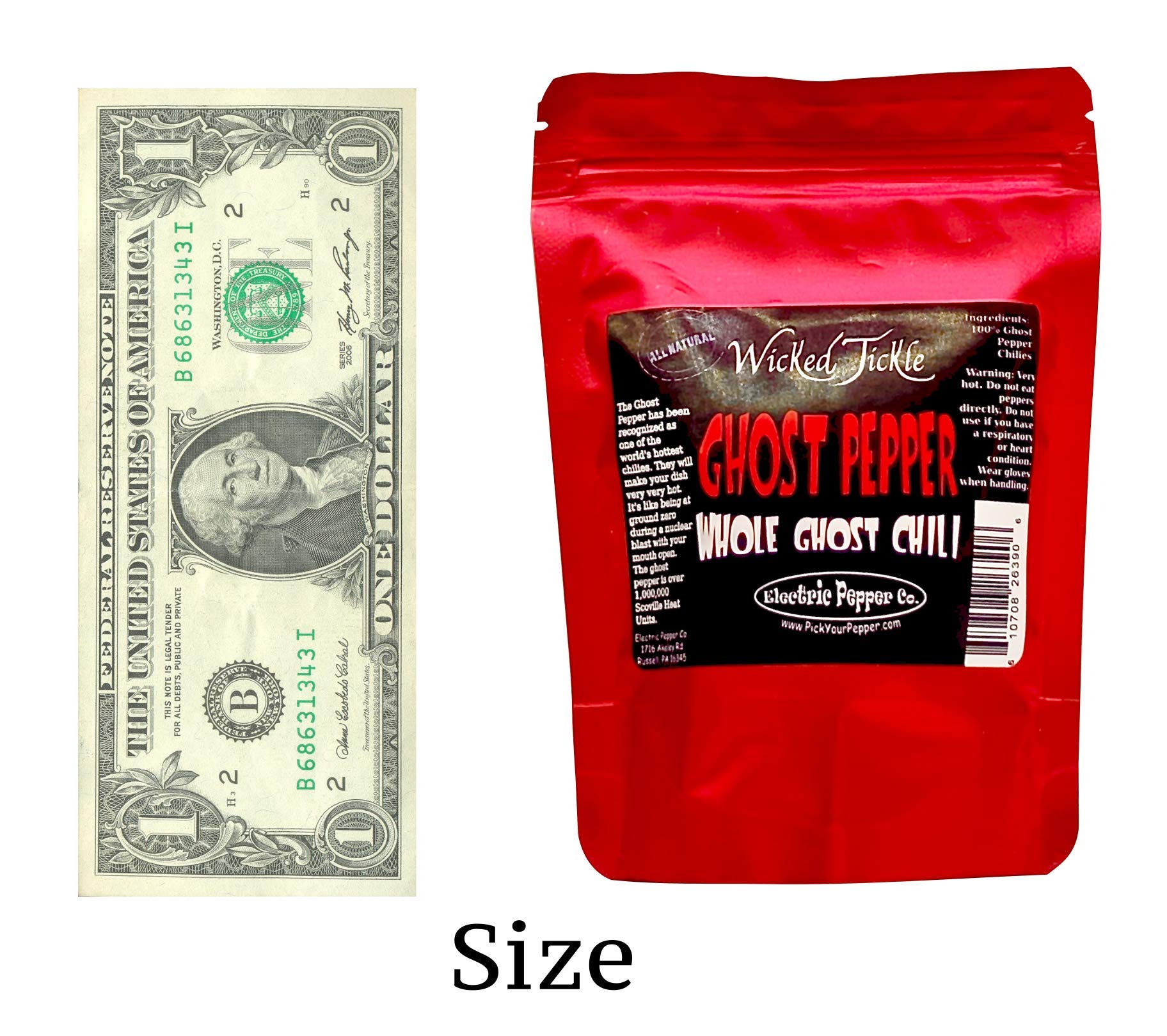 Wicked Tickle Whole Dried Ghost Peppers, 7 Pack (5 + 2 Free), Superhot Bhut Jolokia