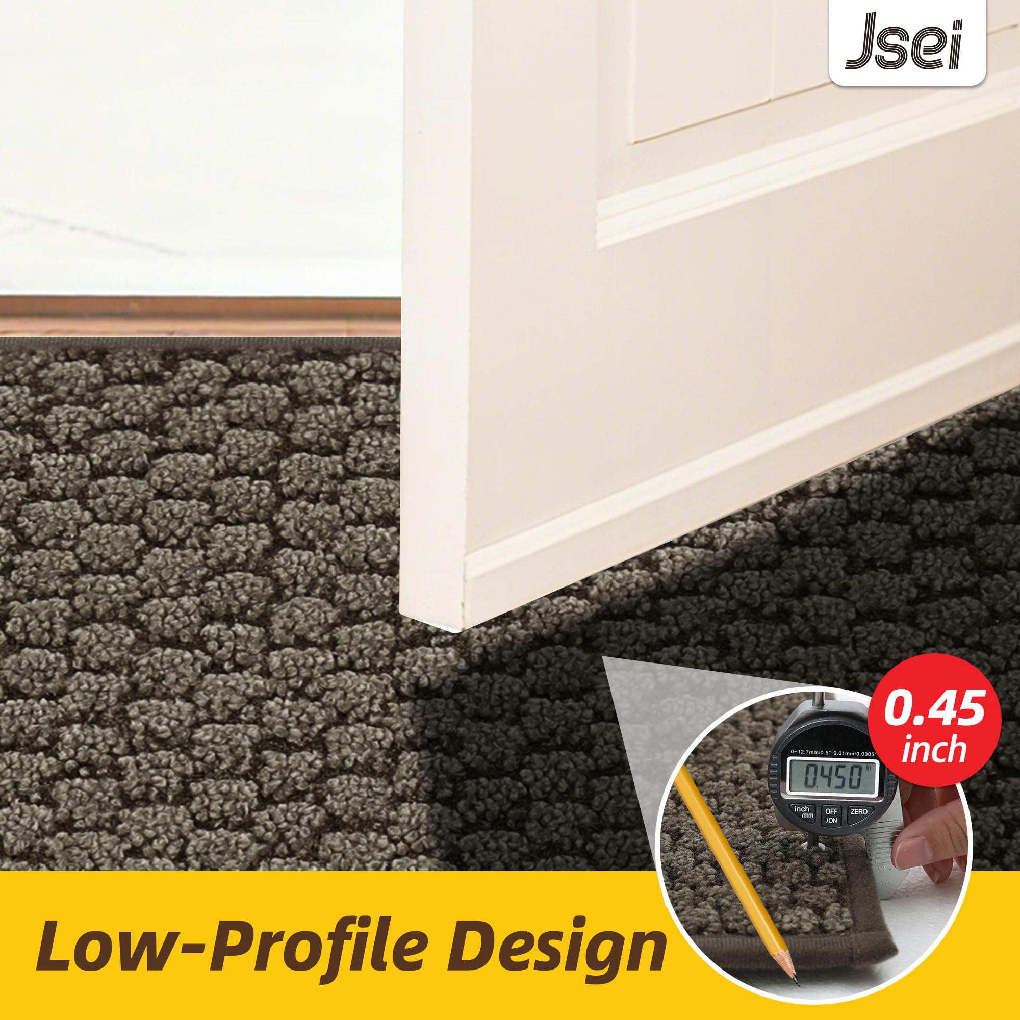 JSEI Dirt Trapper Door Mat 32"x48", Non-Slip Entryway Rugs Doormat Indoor, Washable Absorbent and Stain Resist Welcome Floor Mat for Front Door, Dog Door Mat, Muddy Wet Shoes & Paws, Greyish Brown
