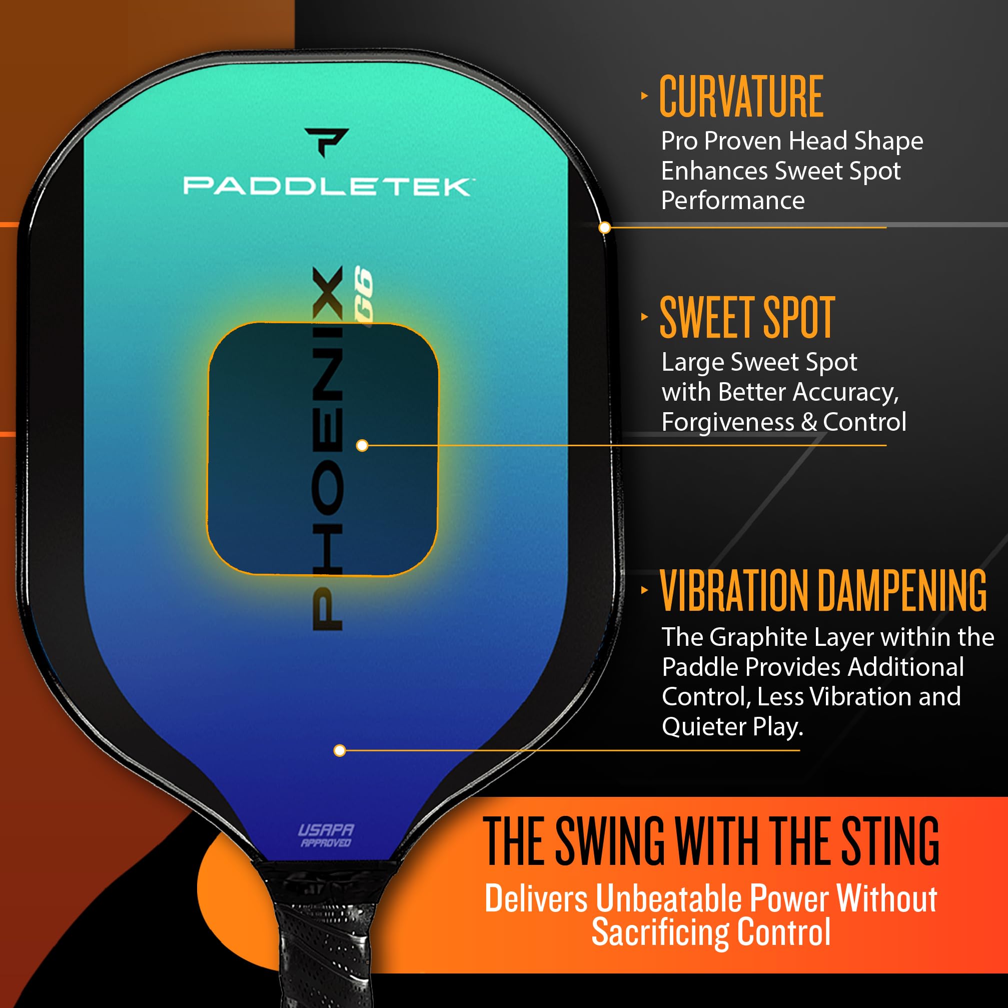 Paddletek Phoenix G6 Pickleball Set | Includes 2 Pickleball Paddles & 2 Outdoor Balls | Pro Pickleball Paddle with Honeycomb Core, Polycarbonate Surface, Graphite PolyCore & High Tack Grip | USAPA