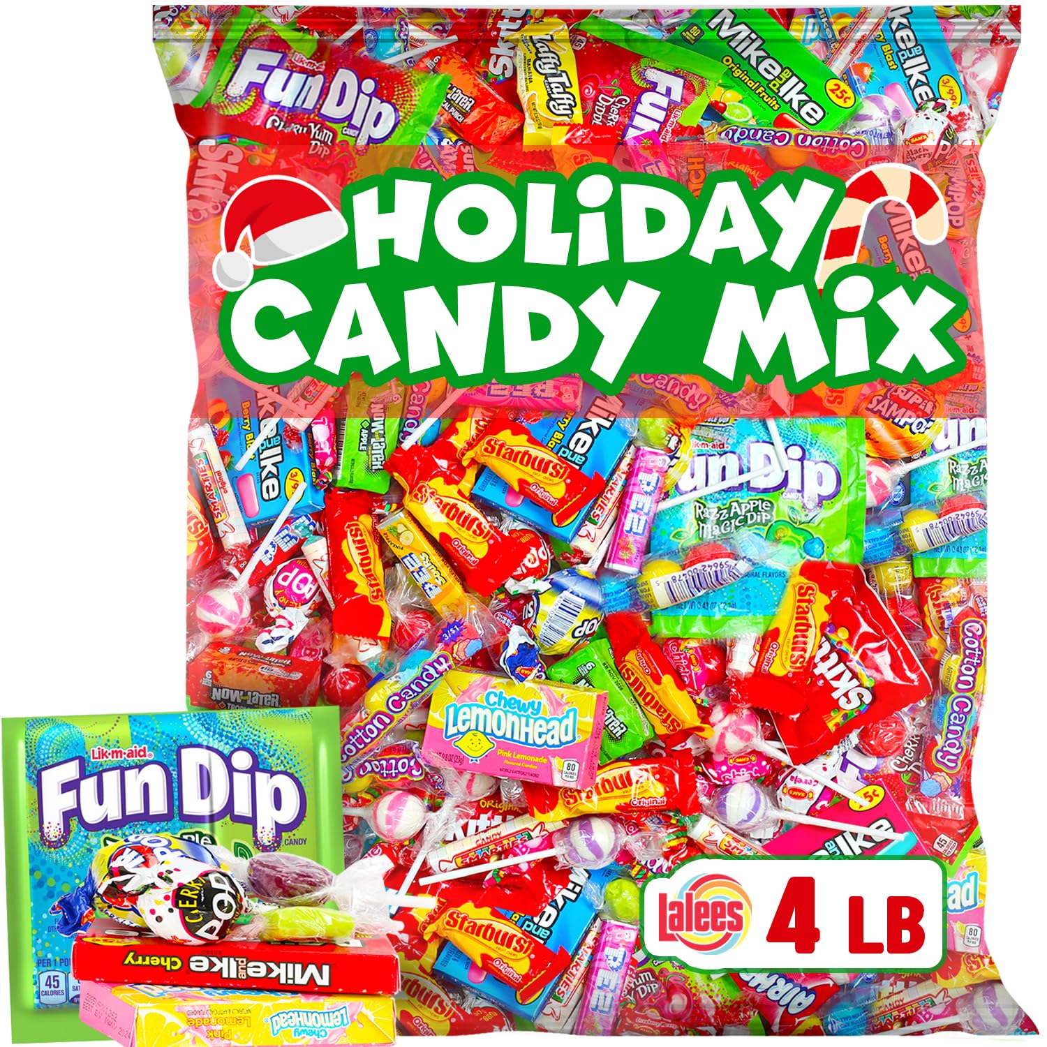 Christmas Candy Variety Pack - 4 Pounds - Bulk Candy - Parade Throws - Pinata Stuffer - Individually Wrapped Candy - Assorted Party Mix - Mixed Big Bag Candy