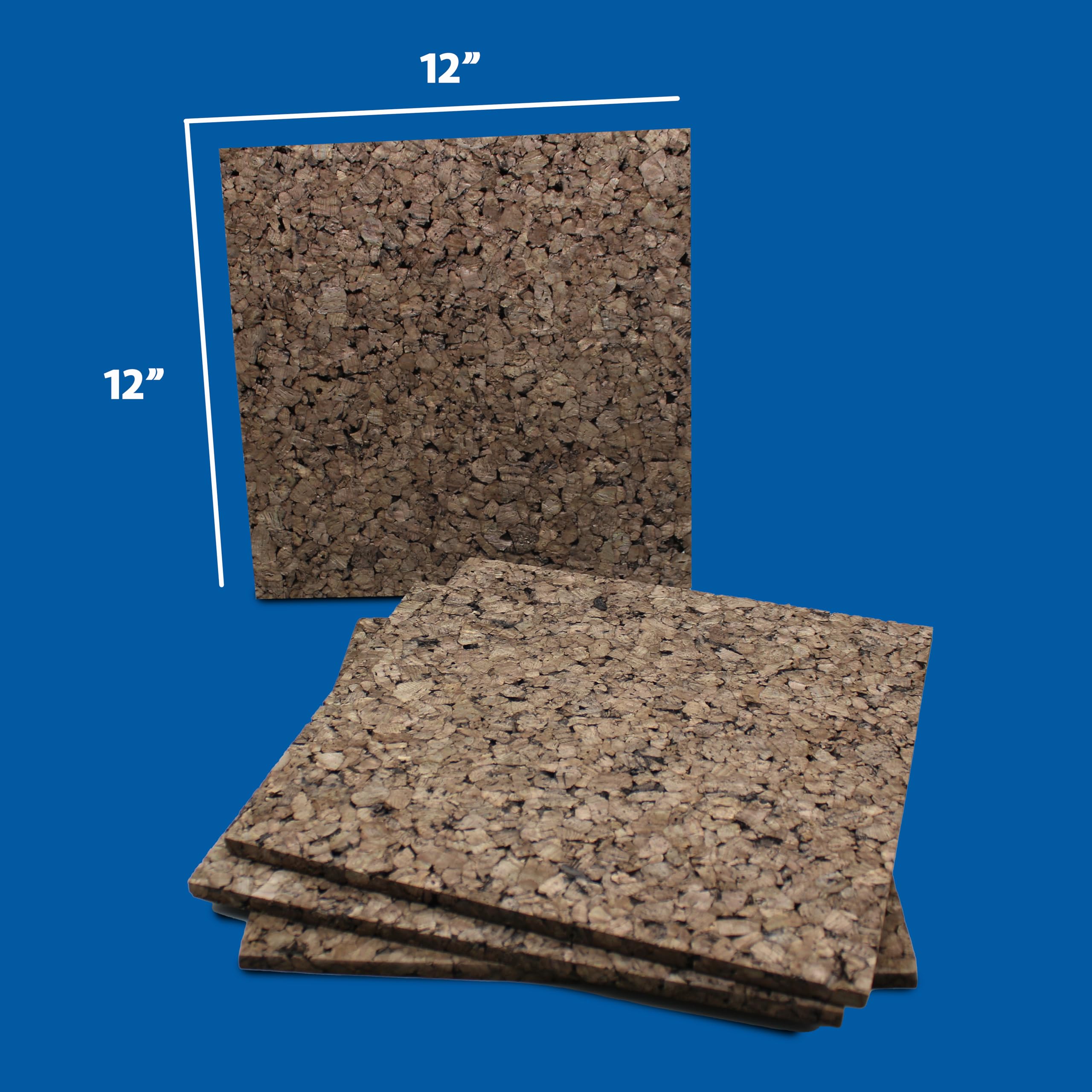 Flipside Products 12 x 12 x 9.5MM Thick Dark Brown Cork Squares, Wall Tiles, Square Pinning Cork Board, Bulletin Board Mini Wall Board - 4 Pack