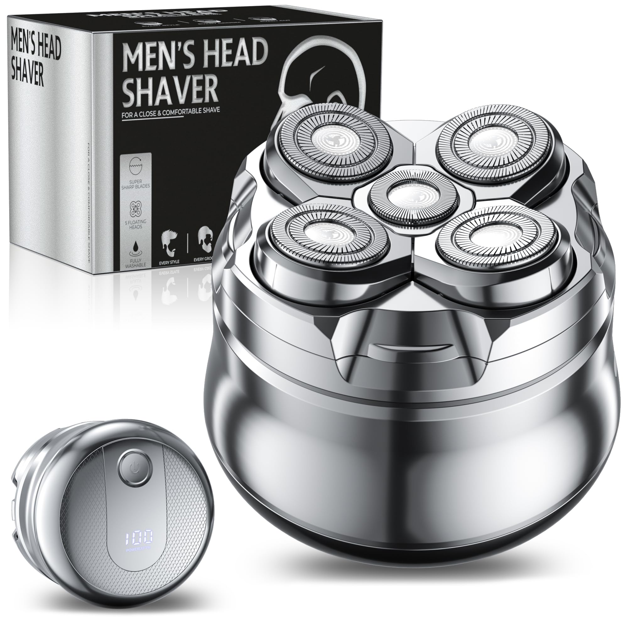 Electric Head Shavers for Bald Men: LED Display Razor Deep Cleaning Rechargeable Heads Shaver Waterproof Wet & Dry Shaving Device Powerful Scalp Hair Trimmer for Home & Daily Shower