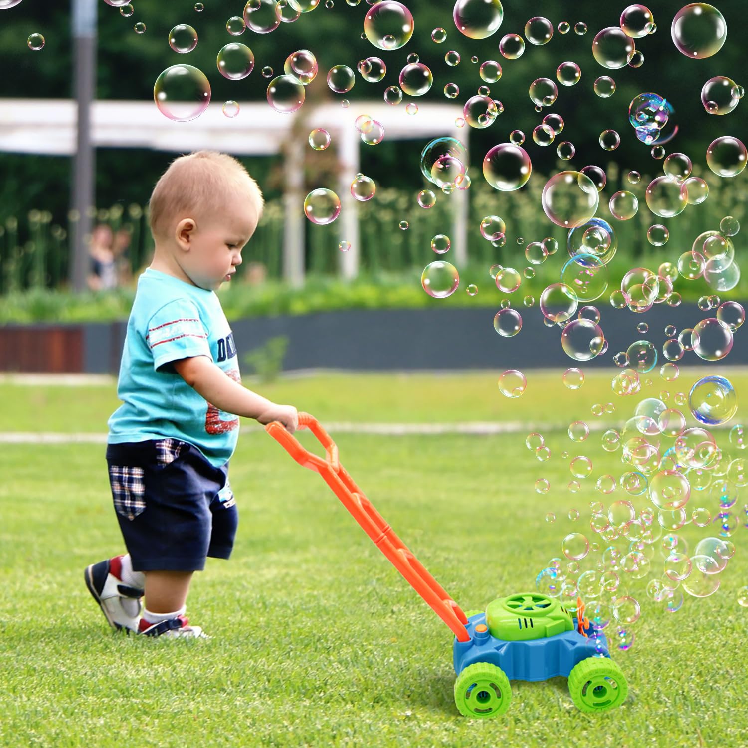 Lydaz Bubble Lawn Mower for Toddlers 1-3, Kids Bubble Blower Maker Machine, Outdoor Summer Push Backyard Gardening Toys, Halloween Birthday Gifts Toys for Preschool Baby Boys Girls Age 1 2 3+ Year Old