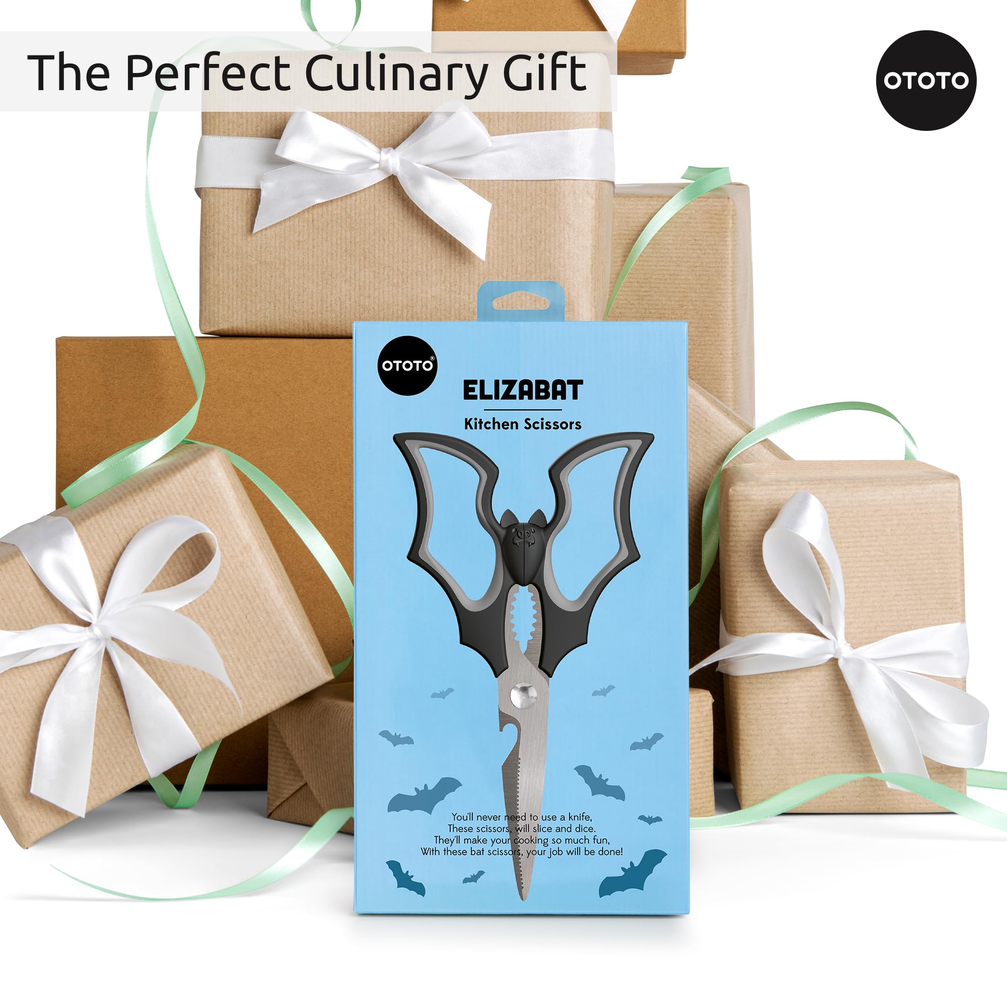 NEW!! Elizabat Kitchen Scissors by OTOTO - Cute Bat Kitchen Shears, Scissors Kitchen Utensils - Bats, Halloween Gifts, Cooking Scissors, Kitchen Gadgets