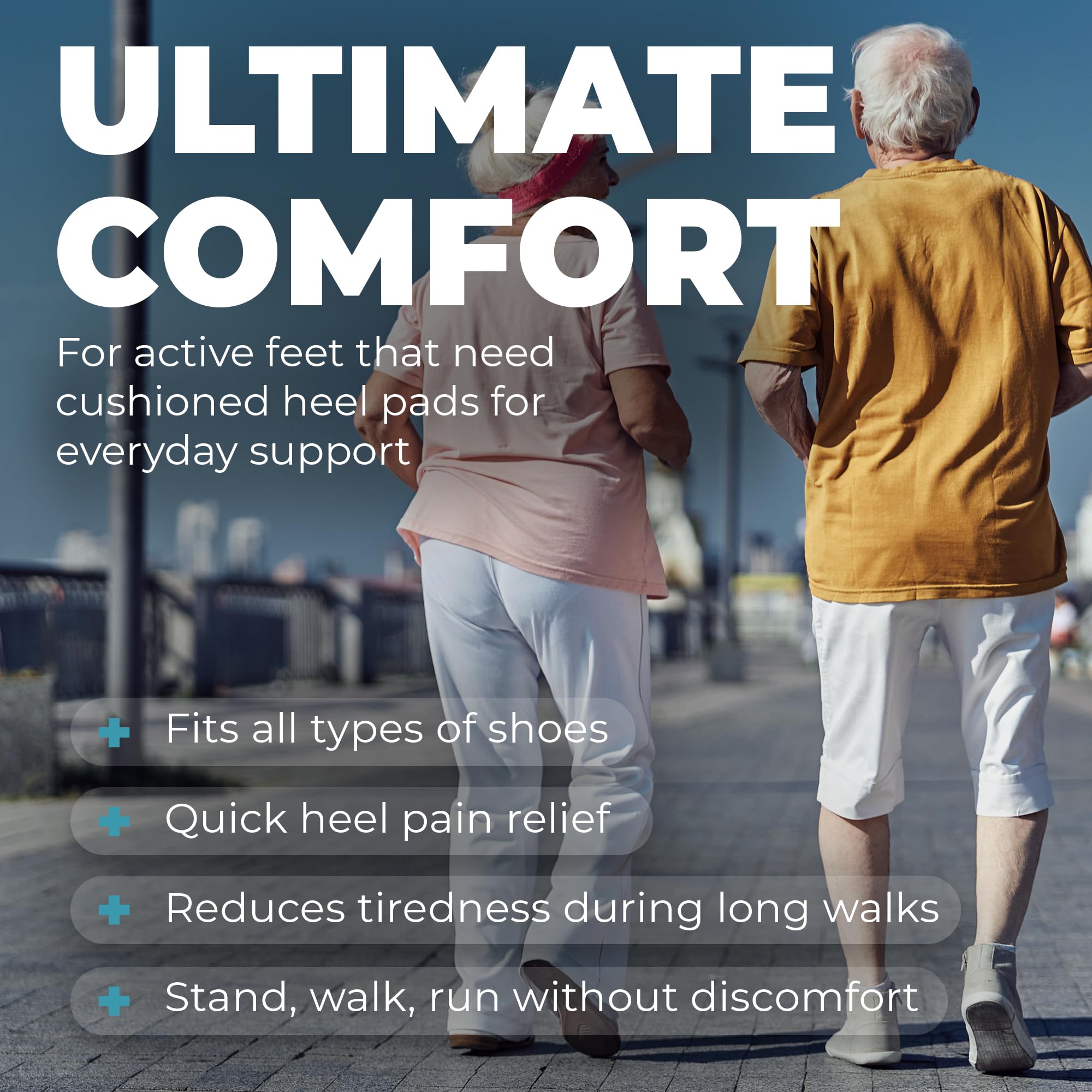 Orthopedic Heel Cups, 2 Pack, for Heel Pain Relief, Plantar Fasciitis, Bone Spurs, Pain Relief Protectors of Sore or Bruised Feet, Foot Relief Support, Comfort Cushion Insoles for Women/Men