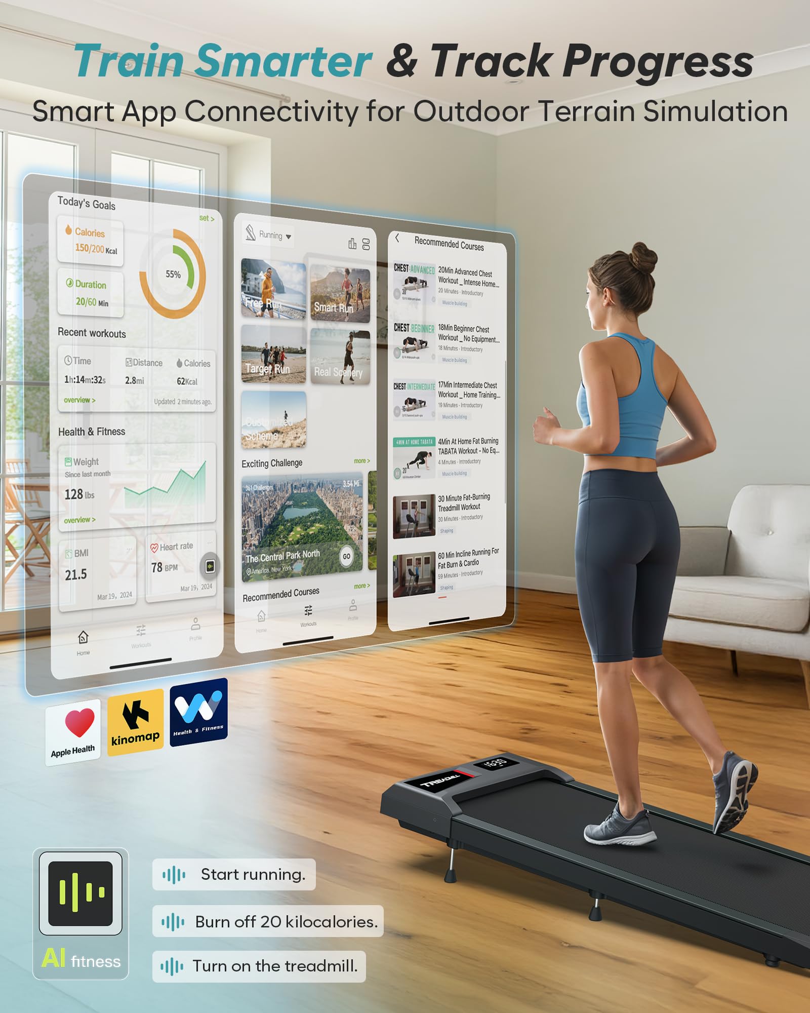 WELLFIT Incline Walking Pad Treadmill - Under Desk Treadmills with 3% 6% 10% Incline, 29lbs Lightweight 265lbs Capacity Smart Portable Treadmill for Home Small, Works with KINOMAP Apple Health