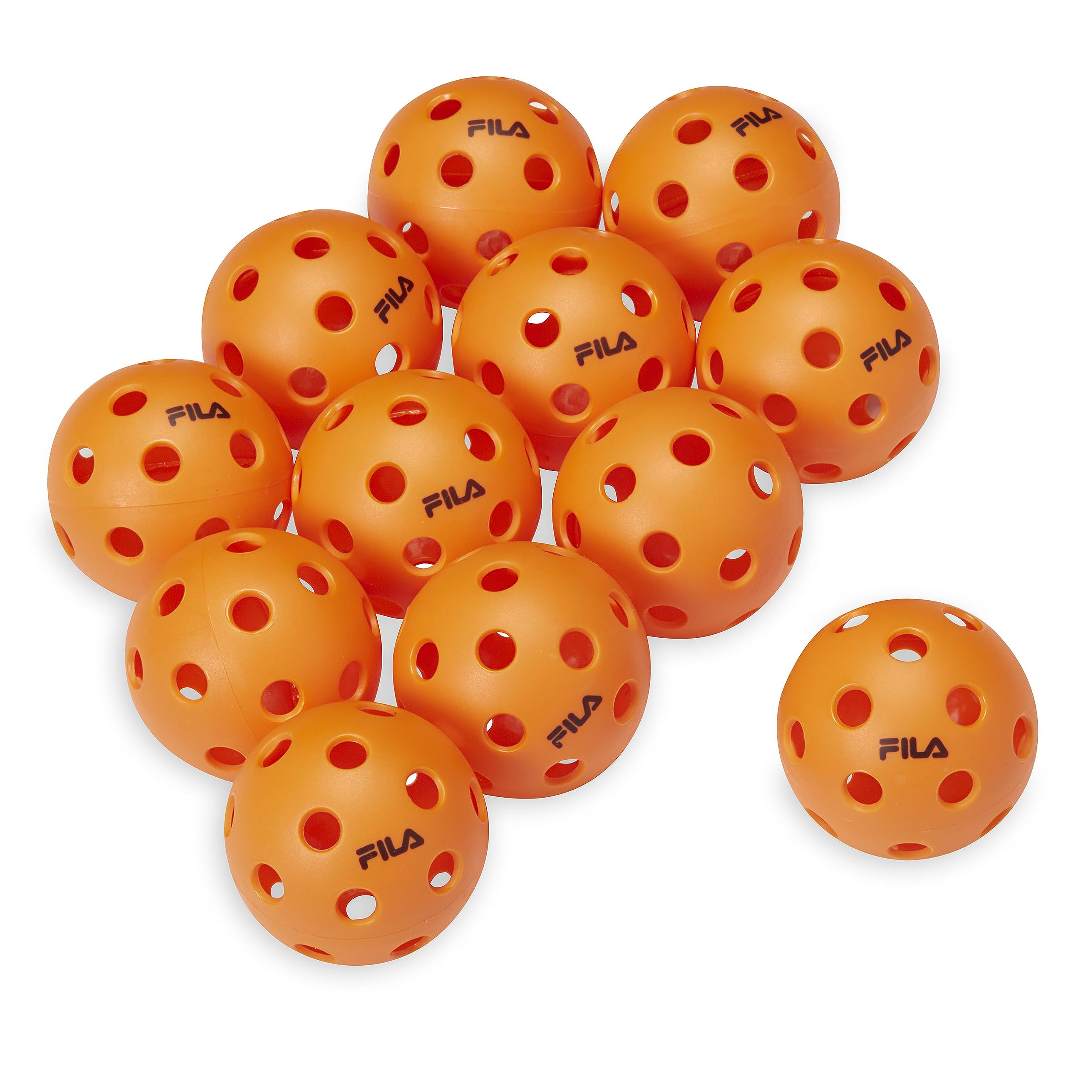 FILA Accessories Indoor Pickleball Balls - Official Indoor Pickleballs, Regulation Size with 26 Holes (Orange), Pack of 12