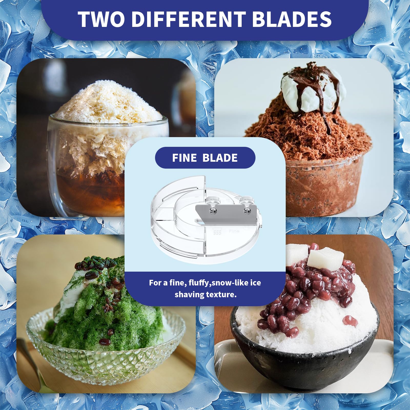 Shave Ice Attachment for KitchenAid Stand Mixer, Snow Cone Shaved Ice Machine, with Coarse and Fine Blades, 8 Ice Molds