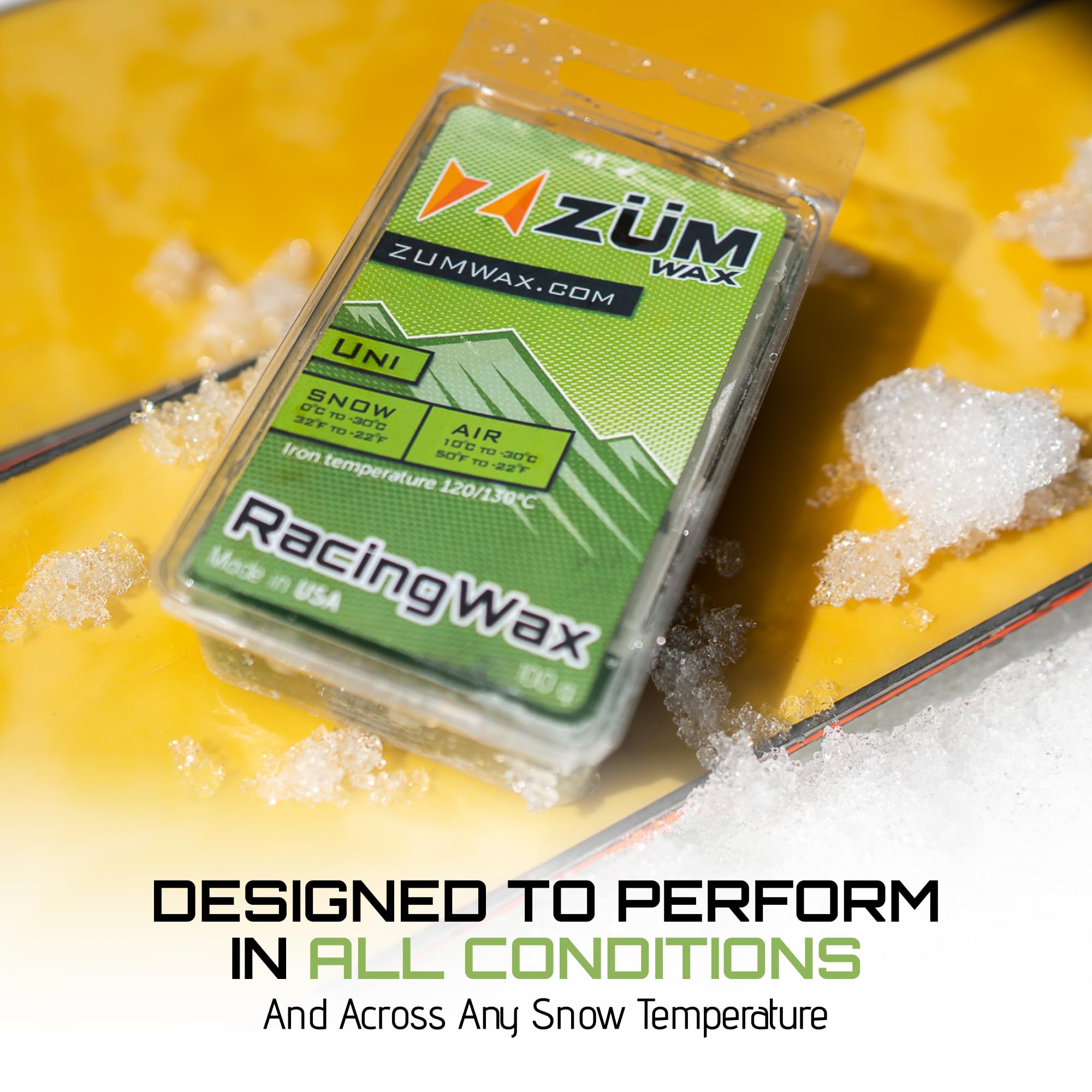 ZUMWax Iron-On Ski/Snowboard/Nordic/Cross-Country Wax, 140g, Long-Lasting, Secret Vanilla Scent, Made in USA, PFAS-Free. 100% Hydrocarbon Wax. Fast, Durable, eco-Friendly for All Conditions!