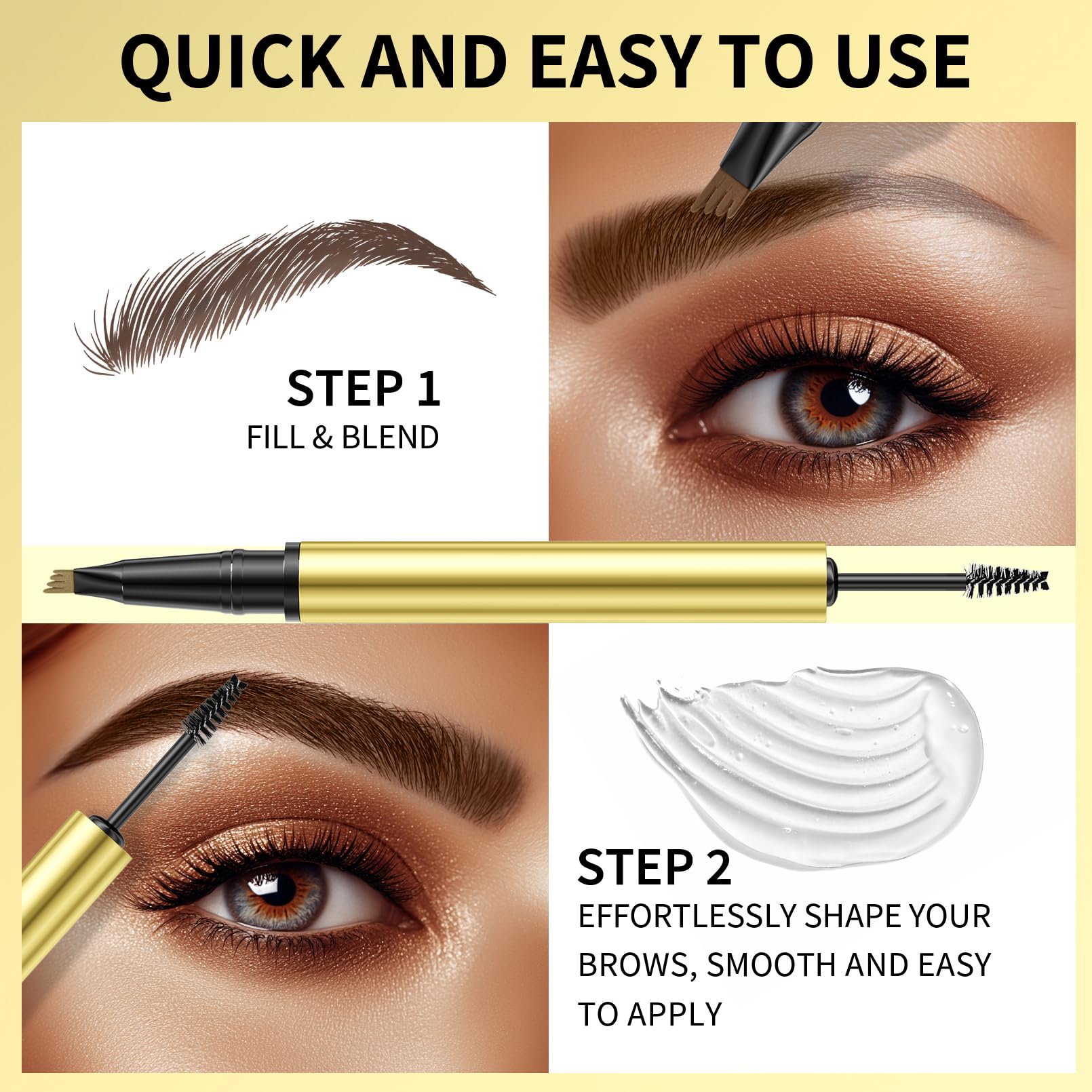 Microblading Eyebrow Pen, 2025 New Brow Pencil 2-in-1 Dual-Ended Microblading Eyebrow Pen with Micro-Fork-Tip and Precise Brush-Tip Create Natural Hair-Like Brows. (Dark Brown)