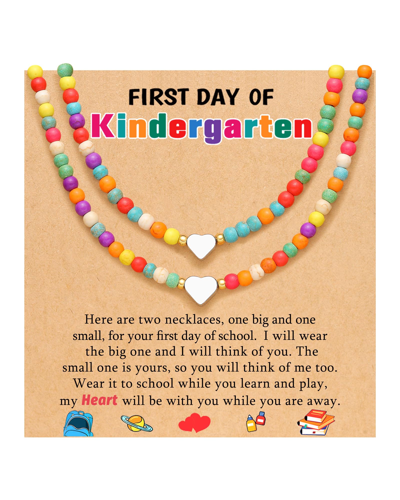 Kidbbi First Day of Kindergarten Gift Back to School Necklace Mommy and Me First Day of School Mom and Daughter Mother Back to School Gifts for Kids Girls