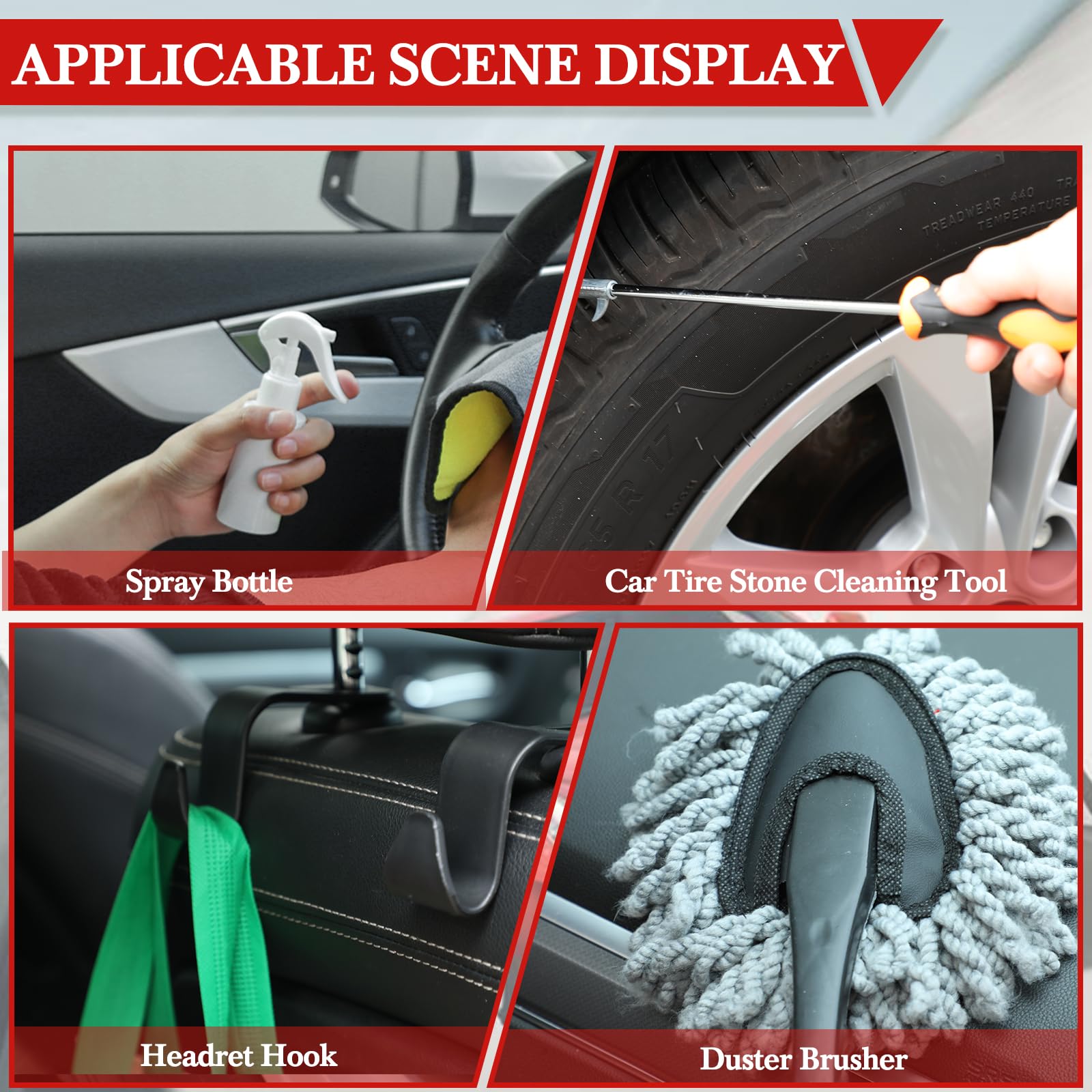60PCS Car Wash Cleaning Kit,Cordless Car Vacuum Car Detailing Kit, Easy to Use Interior Car Cleaning Kit with Car Cleaning Gel,Detailing Brush Set,Windshield Cleaner, Car Accessories for Women/Men