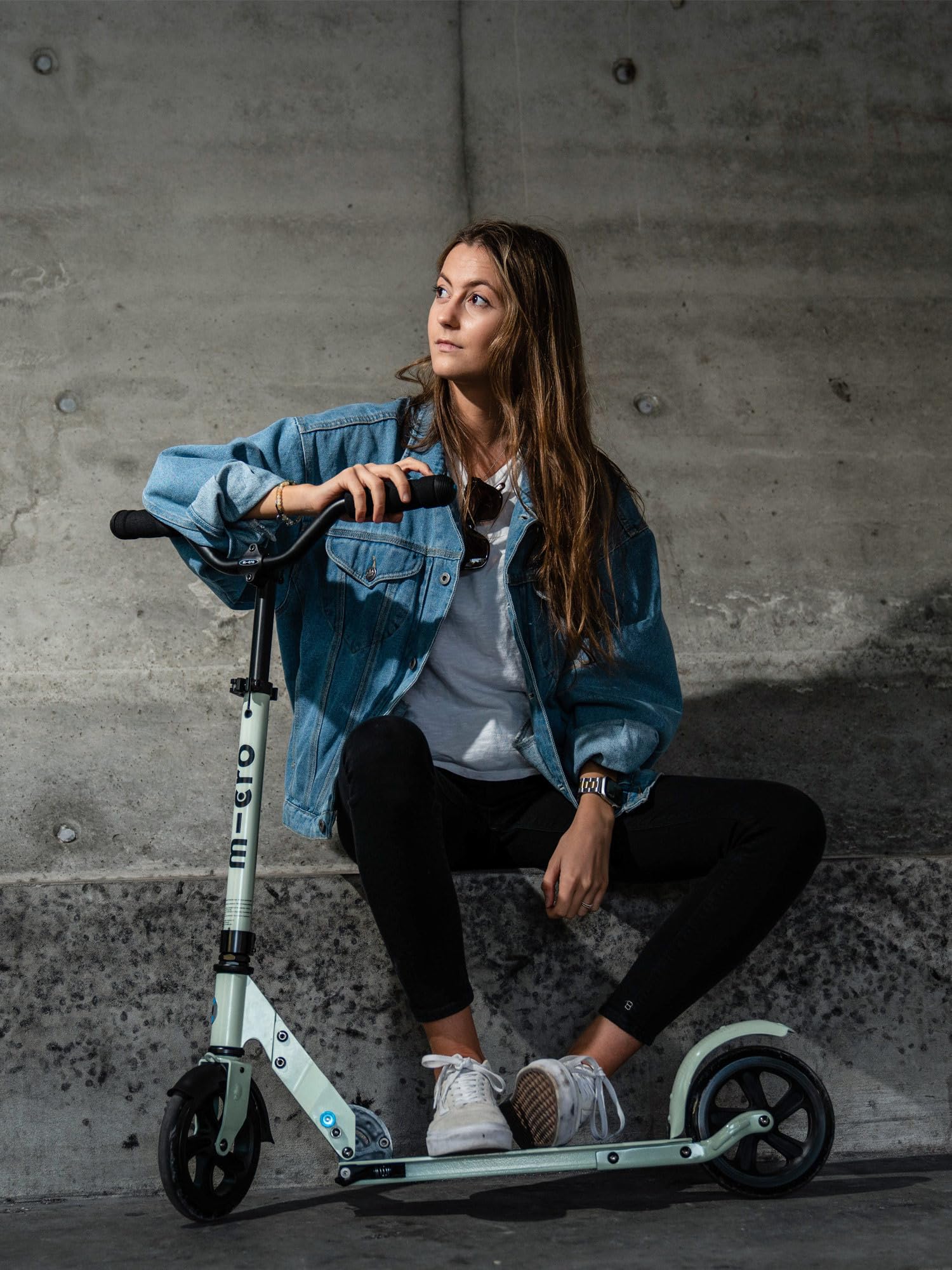 Micro Kickboard - Speed Deluxe Foldable Scooter, 180 mm 2-Wheeled, Adjustable Handlebars, Smooth, Quiet Ride, for Teens and Young Adults (Clay)