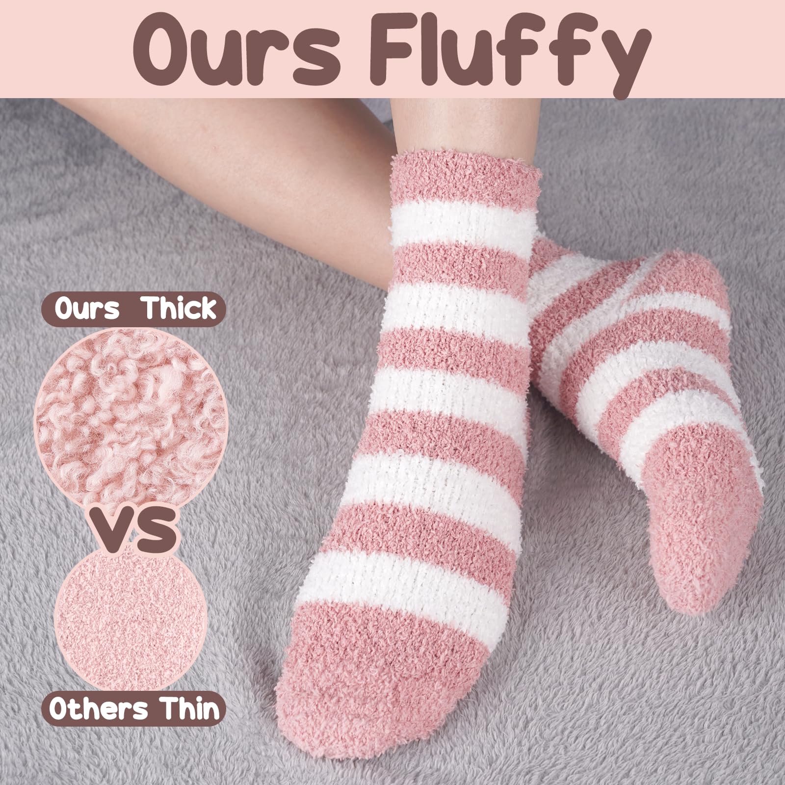 Stocking Stuffers for Women Fuzzy Socks - Christmas Gifts for Women Soft Cozy Cute Pink Fluffy Socks Gifts for Teen Girls Sister Winter Warm Cozy Slipper Gifts for Her Wife Mom Girlfriend Daughter