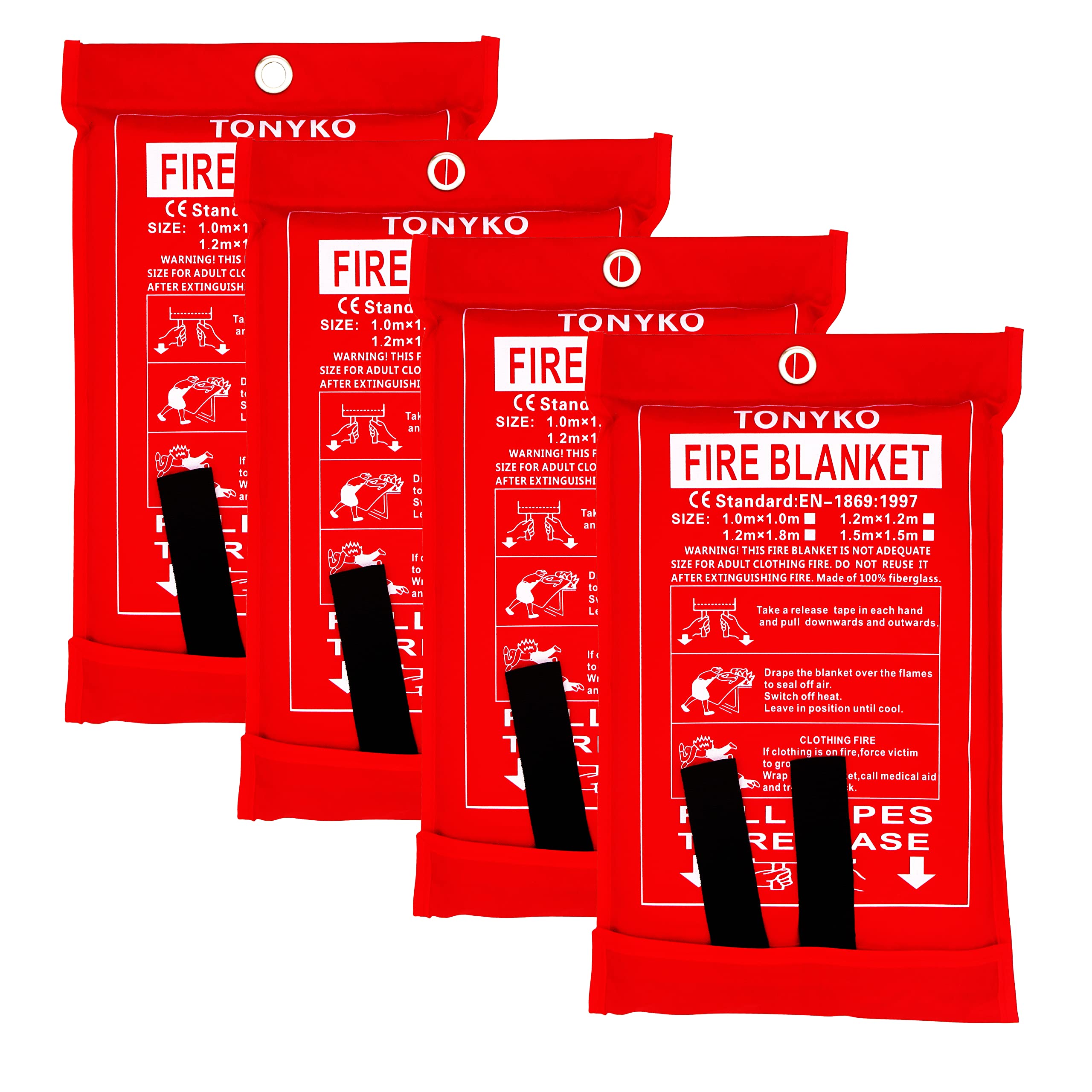 TONYKO Emergency Fire Blankets, Flame Retardant Protection and Heat Insulation Designed for Kitchen,Fireplace,Grill,Car,Camping(White（4PACK）)