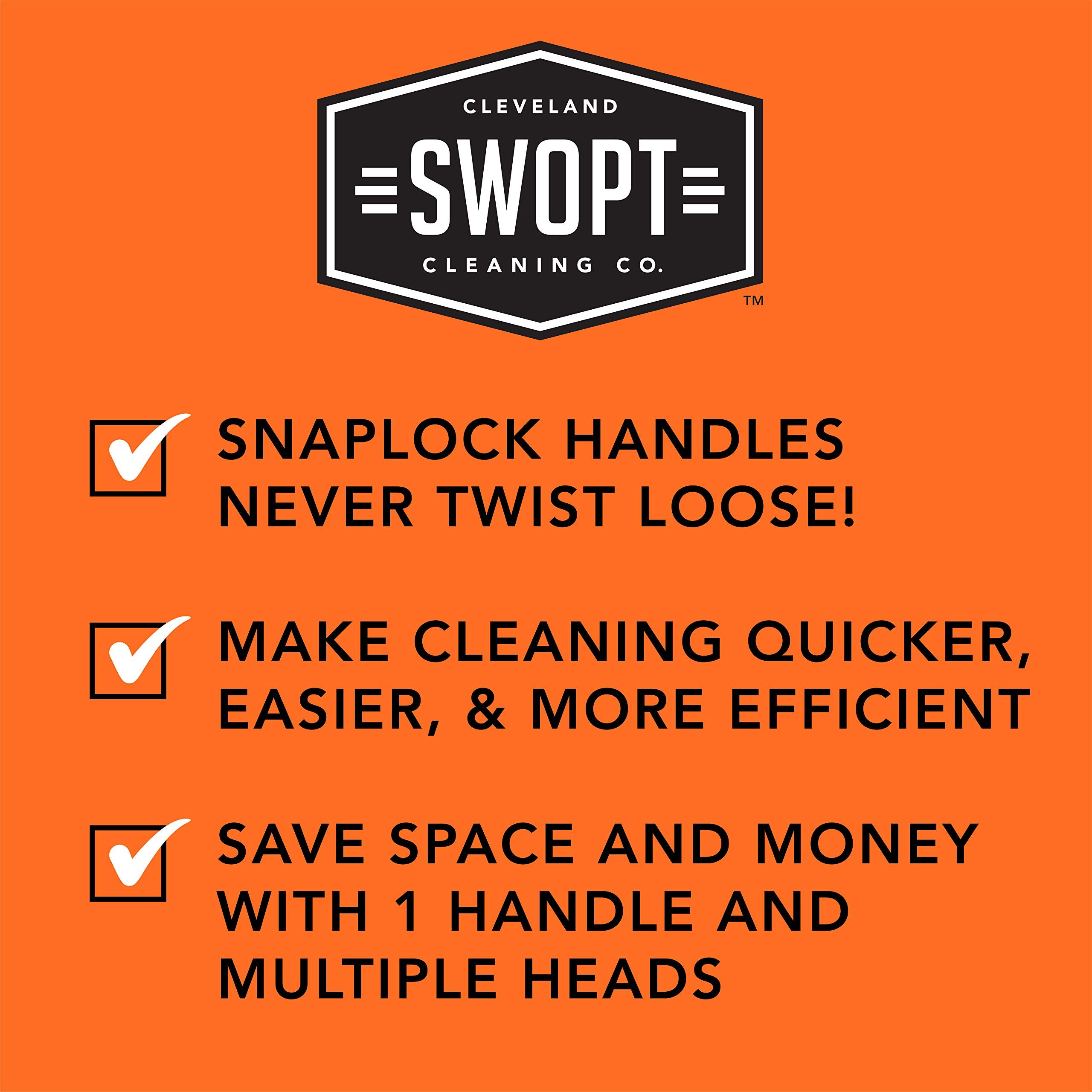 SWOPT 24” Floor Squeegee + 60" EVA Foam Comfort Grip Wooden Handle, Combo — Cleaning Head w/ Long Handle Interchangeable w/ All SWOPT Cleaning Products — Indoor & Outdoor Squeegee Set, Gray
