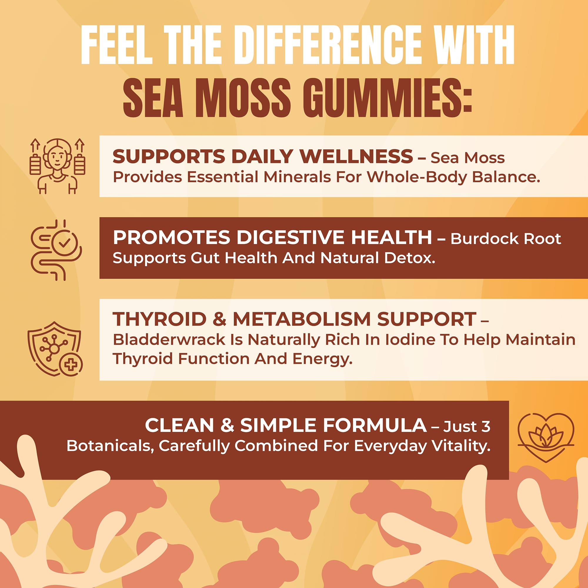 TrueSeaMoss Gummies 3000mg – Irish Sea Moss with Bladderwrack & Burdock Root – 3-in-1 Multi Mineral Vegan Supplement – Fruity Flavor Gummies for Immune & Gut Health – USA Made – 60 Count