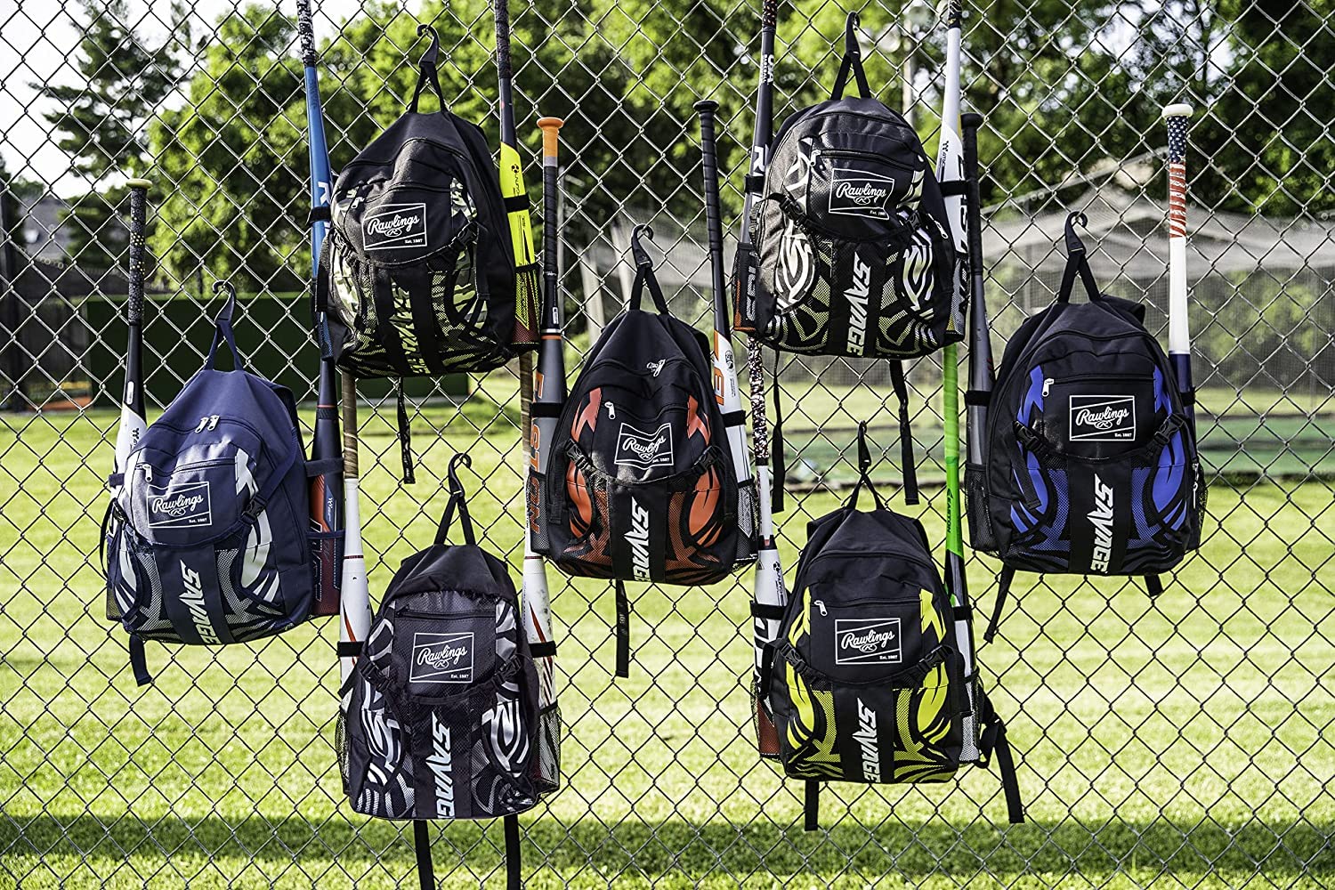 Rawlings | SAVAGE Backpack Equipment Bag | T-Ball / Baseball / Softball | Black