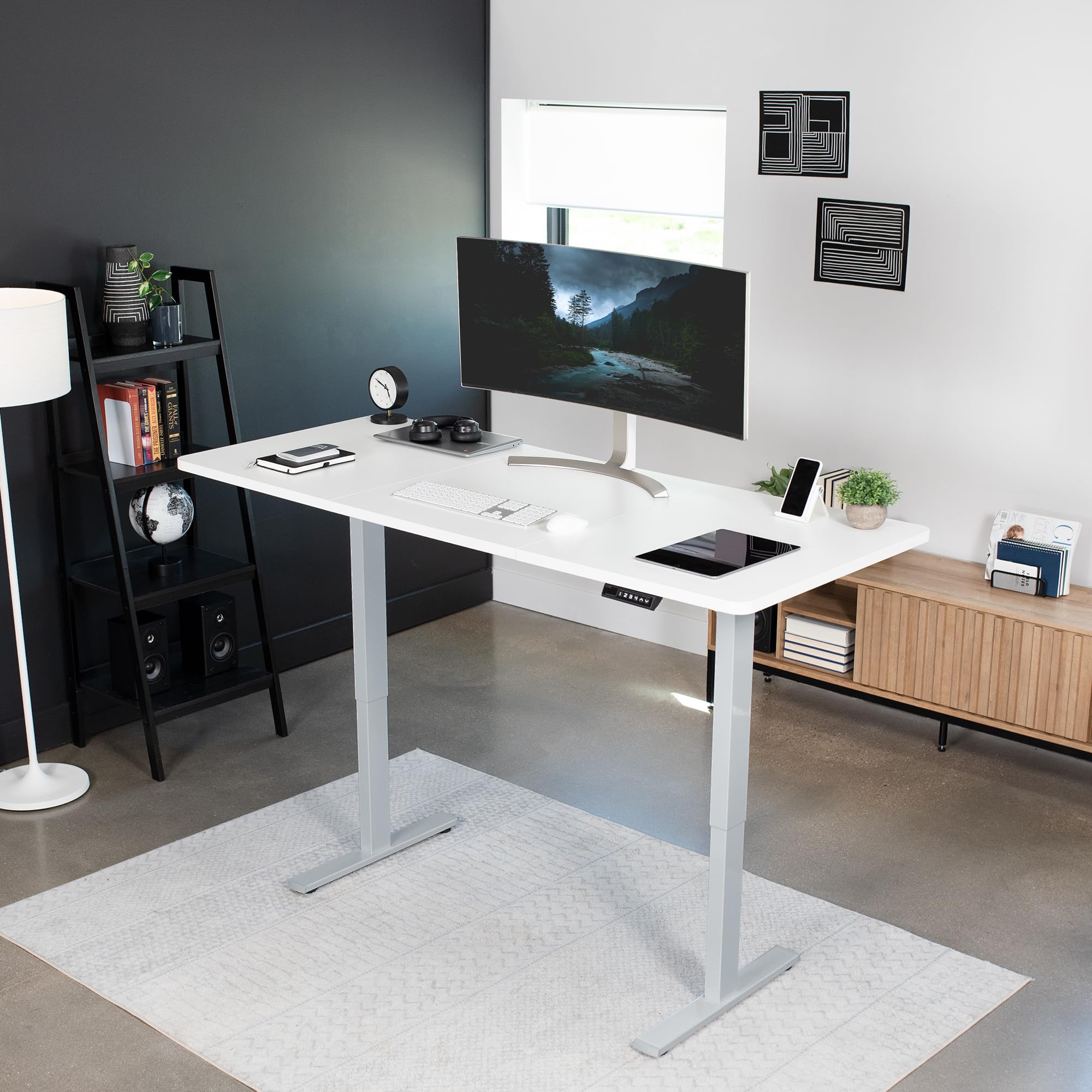 VIVO Electric 71 x 30 in Standing Desk, Memory Height Adjustment, 1B Series, White Top Gray Frame, DESK-KIT-1G7W