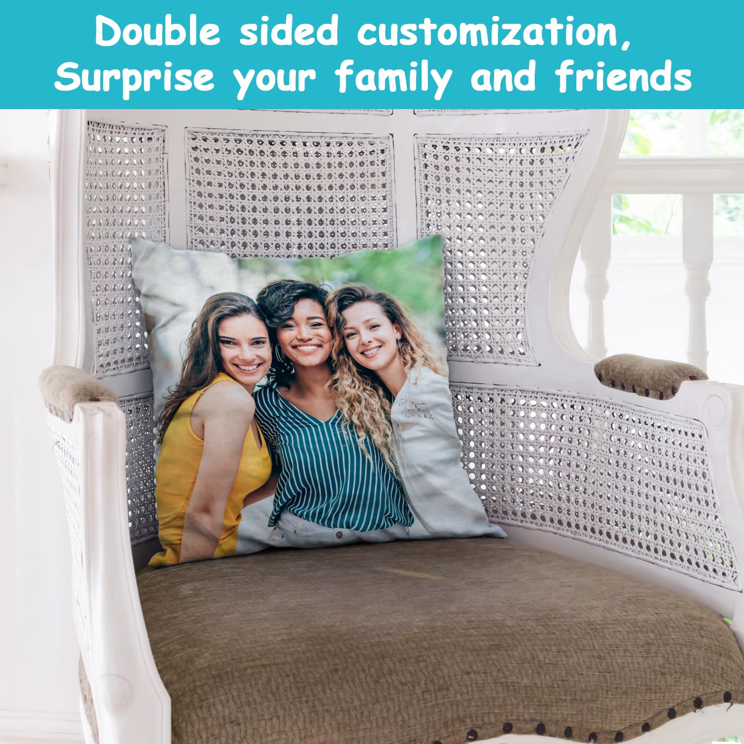 GagetElec Custom Pillows with Picture,Text Personalized Pillow with Photo,Custom Couple Gifts,Two-Sides Design Printed (20 Inch X 20Inch,Optional Pillow Insert)