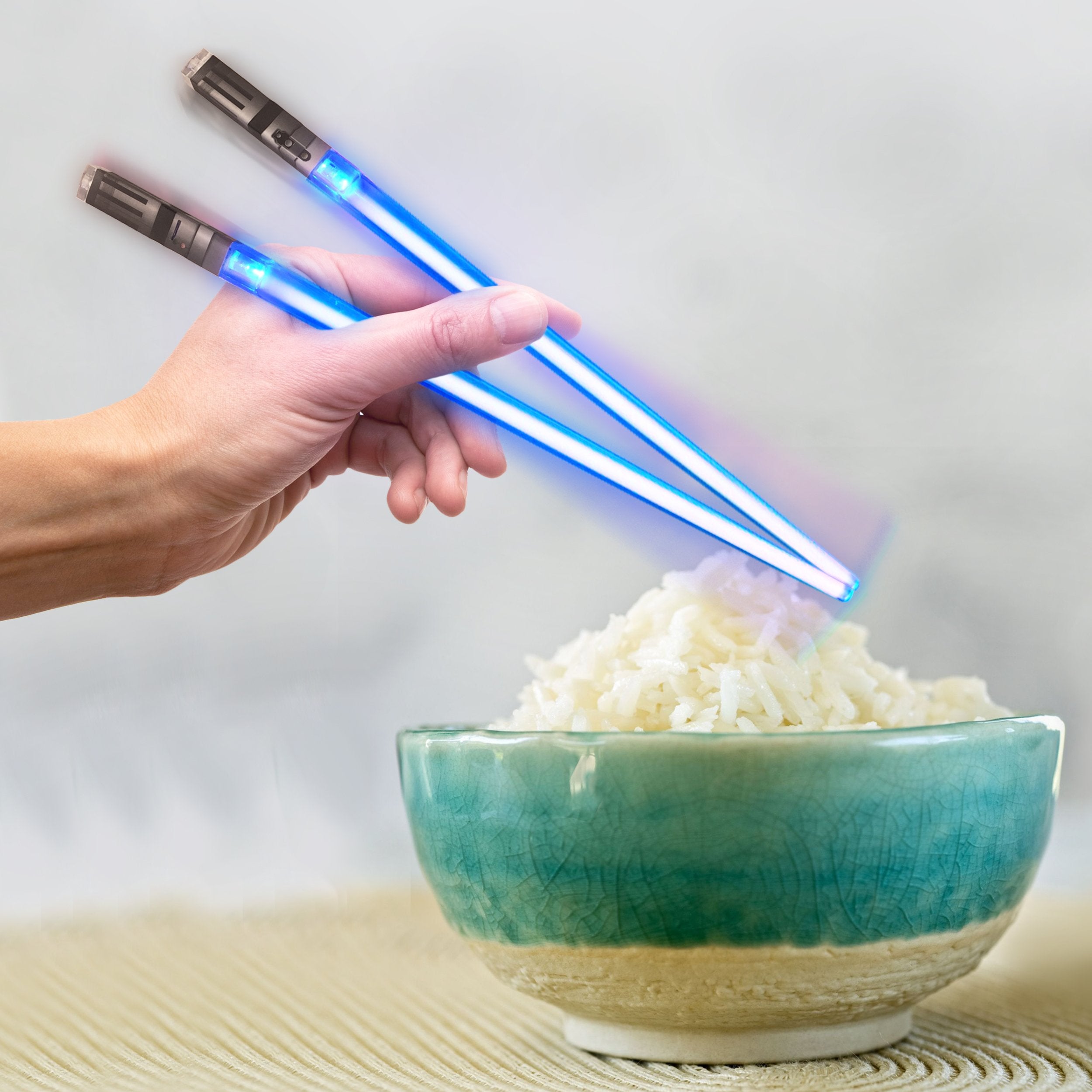 Lightsaber Chopsticks Light Up - LED Glowing Light Saber Star Wars Chop Sticks - Reusable Sushi Lightup Sabers Chopstick Set Of 1 Blue Pair