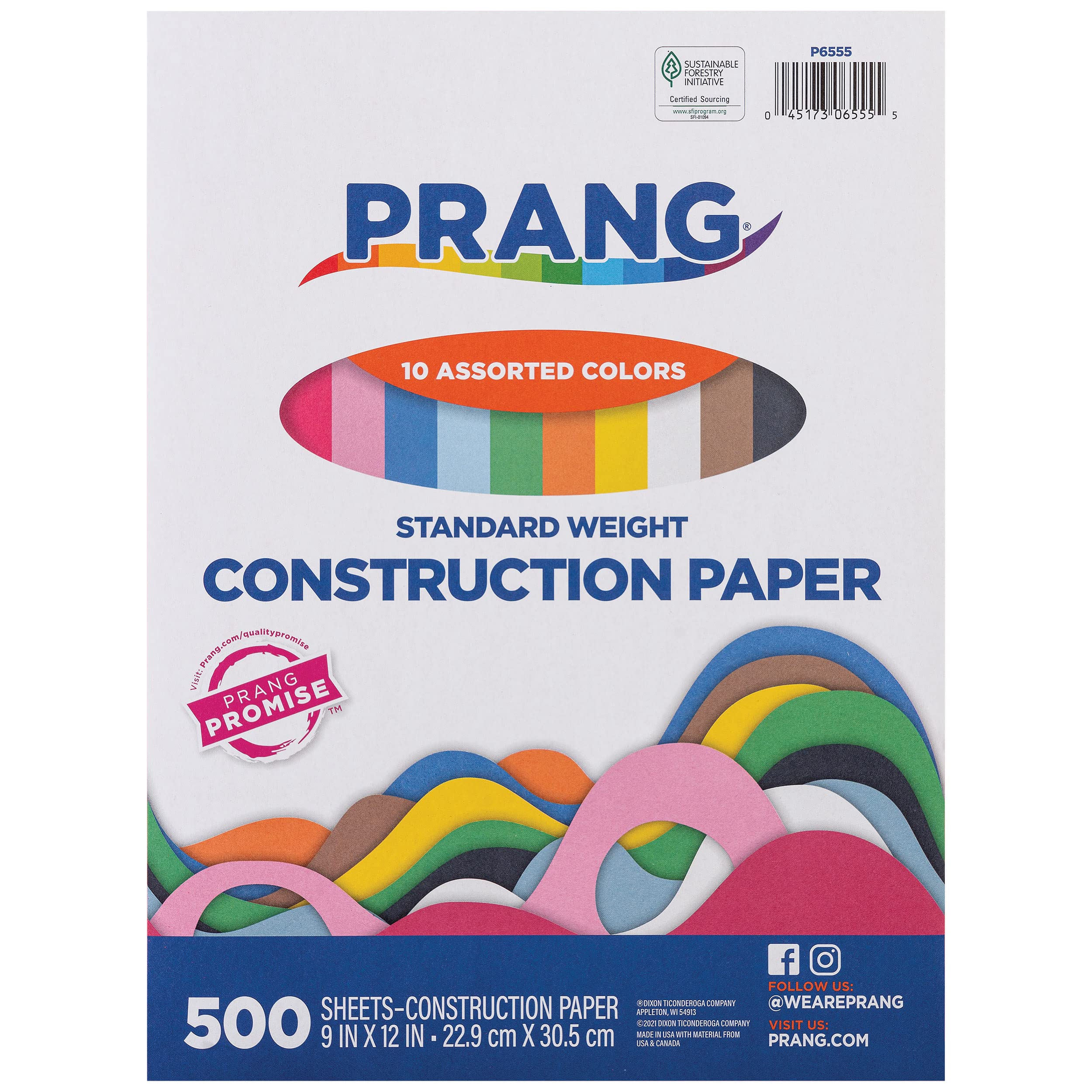 Prang (Formerly Art Street) Construction Paper, 10 Assorted Colors, Standard Weight, 9" x 12", 500 Sheets