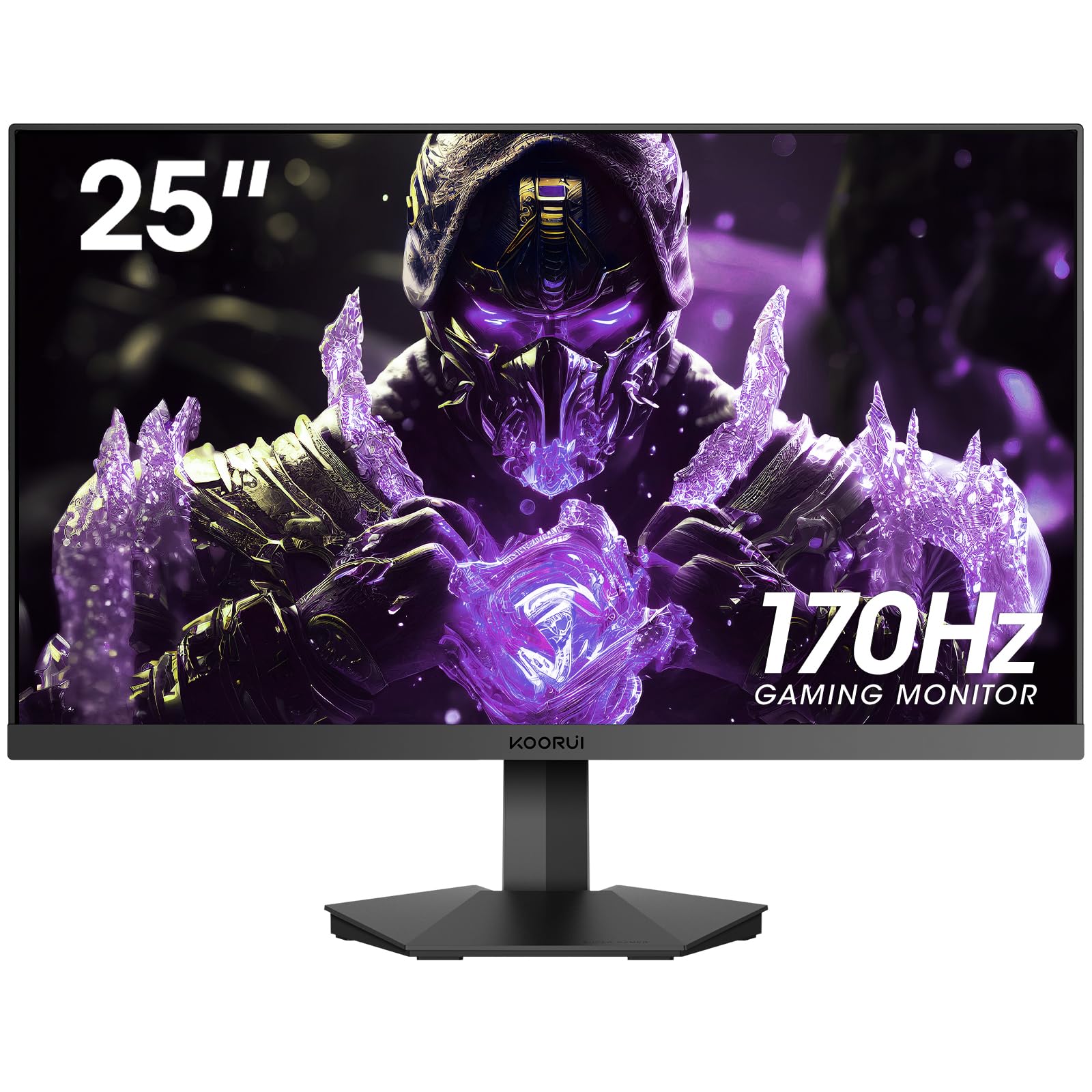 KOORUI 25E3A 25-inch Gaming Monitor, 170Hz FHD 1080p Monitor, 1ms GTG, Adaptive G-Sync, FreeSync Premium, 3 Sides Frameless, HDMI x 2, DisplayPort, Black