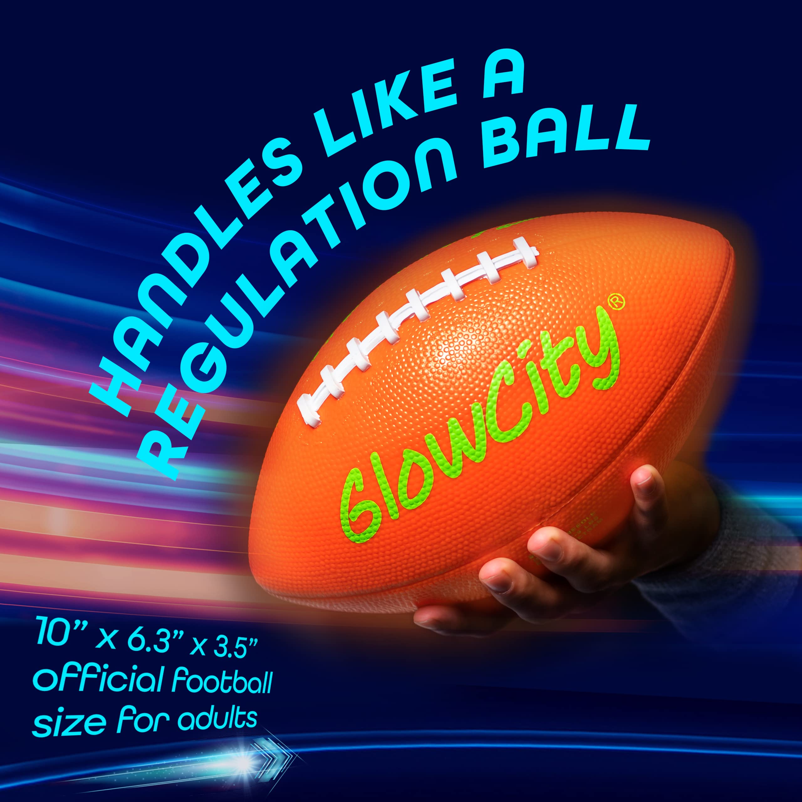 GlowCity Glow in The Dark Football - Light Up LED Ball - Perfect for Evening Play, Camping, and Beach Fun!