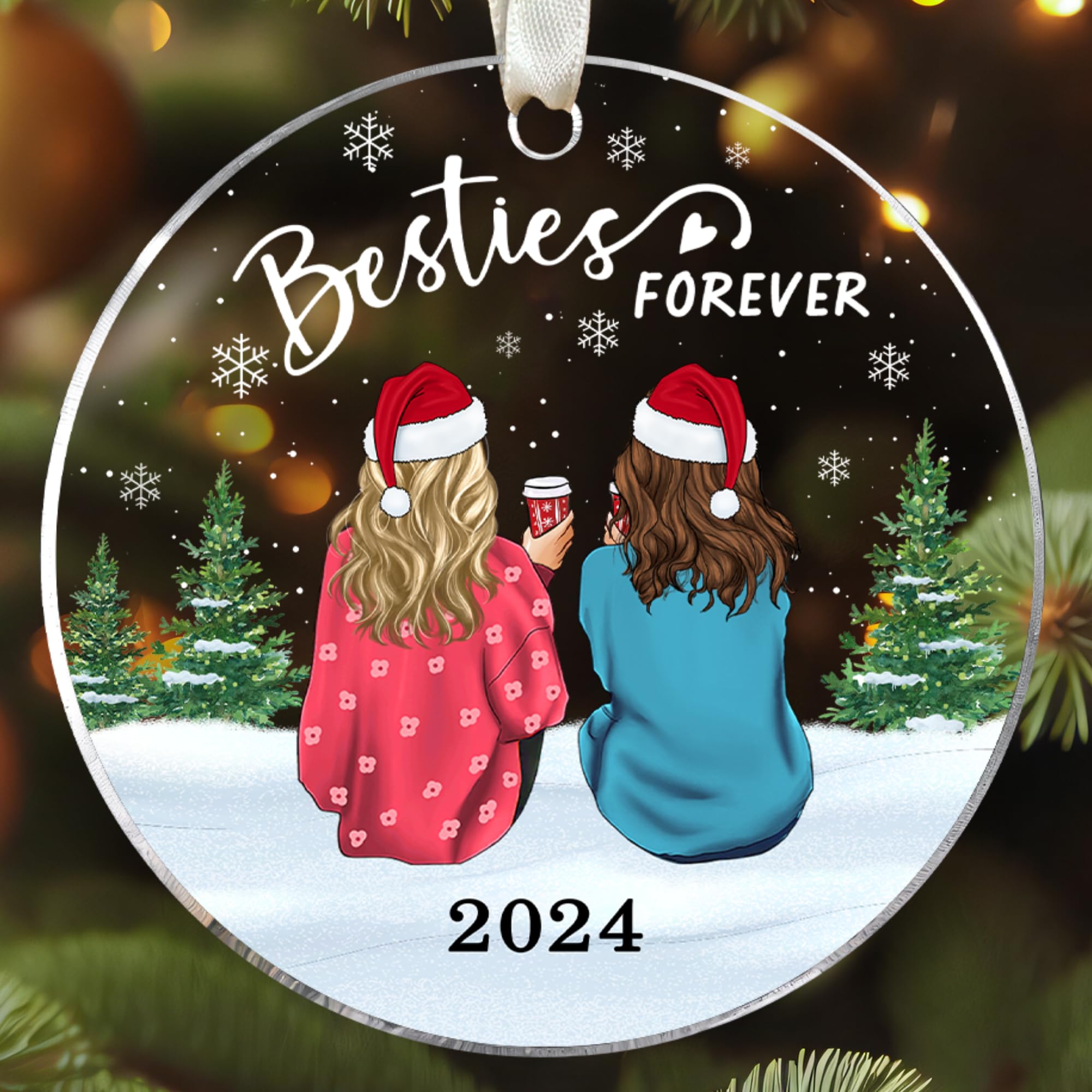 Best Friend Ornaments for Christmas Tree - Best Friend Christmas Ornaments, Best Friend Ornaments for Women - Bestie Ornaments - Friendship Christmas Ornaments - Bestie Gifts - Acrylic Ornament 2024