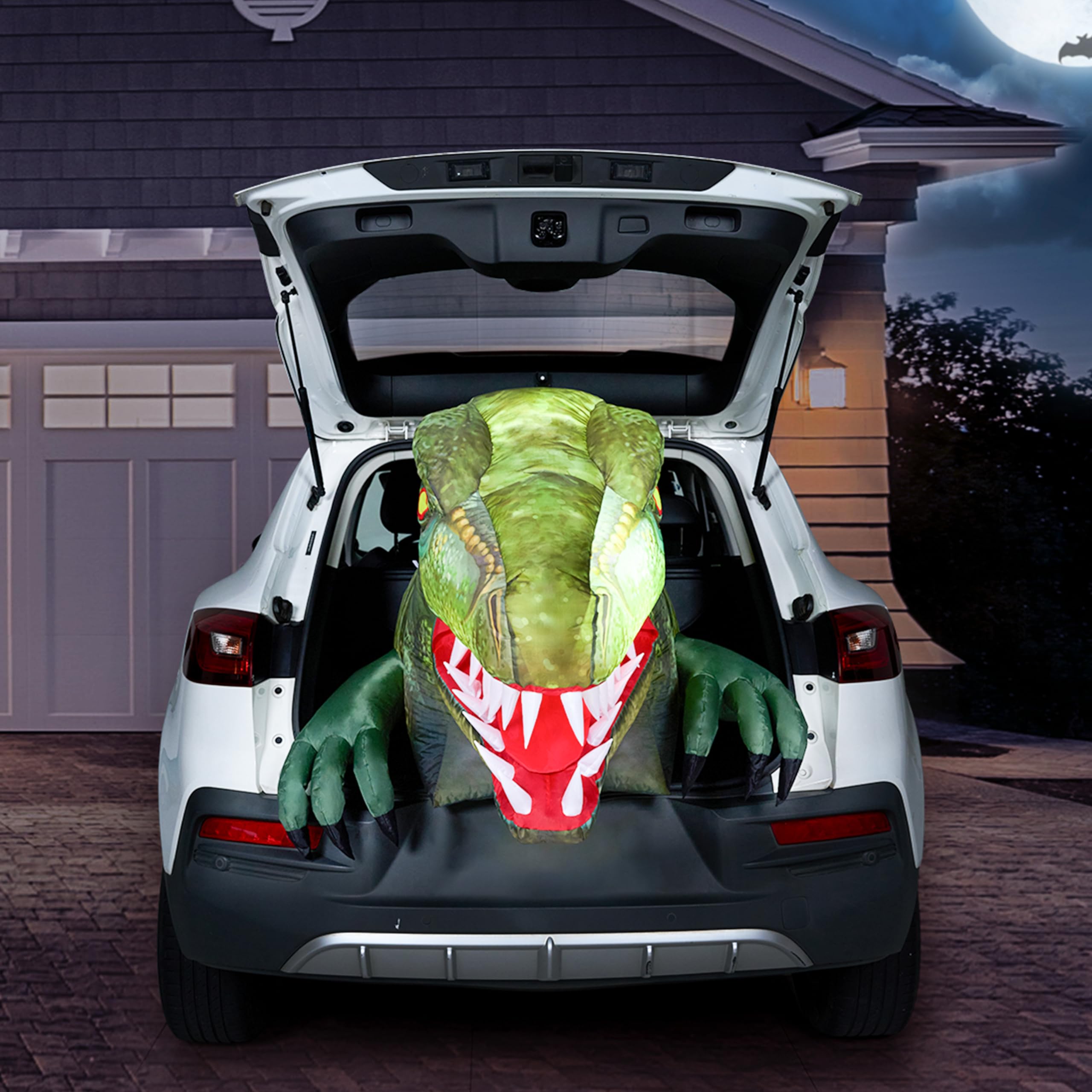 Joiedomi Animated 3.6 ft Halloween Inflatable Outdoor Decorations, Trunk or Treat Car Decorations, Halloween Blow Ups Animated Dinosaur with LEDs for Halloween Decor, Halloween Yard Decoration