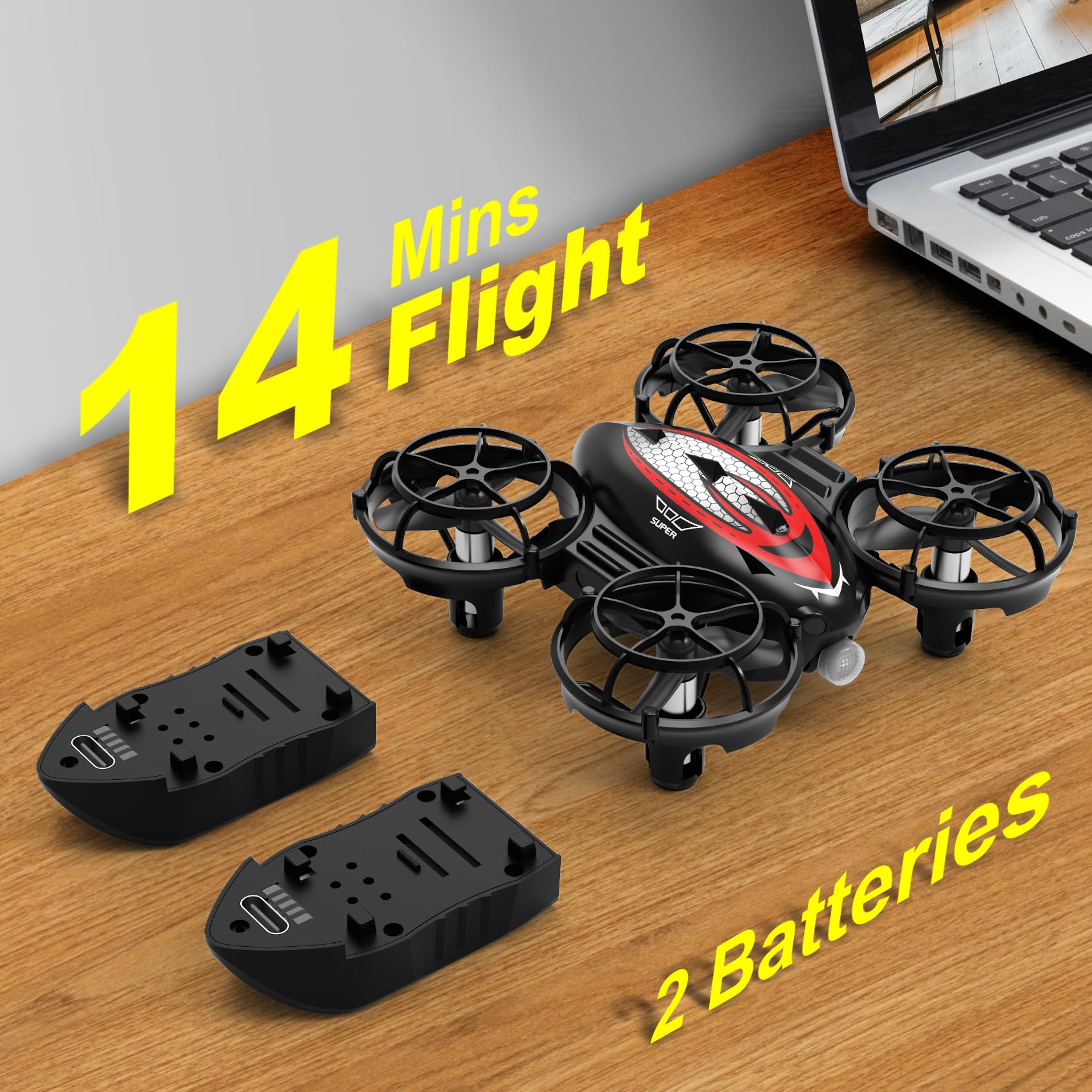 Mini Drone for kids and Beginners RC Quadcopter Indoor Small Helicopter Plane with Auto Hovering, 3D Flip, Headless Mode and 2 Batteries, Great Toy Gift (UBT19)