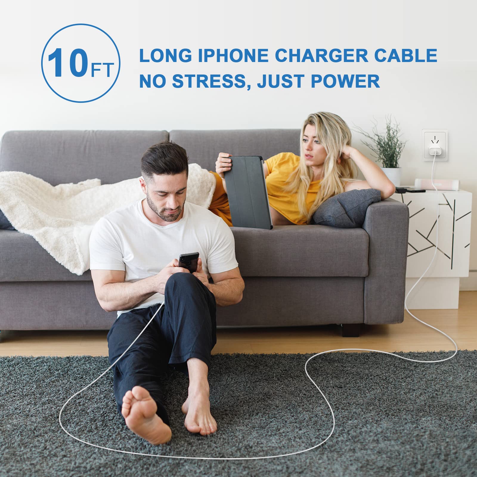 Matsusho iPhone Charger Fast Charging 10 FT, 2 Pack 20W USB C Wall Charger Block with 10FT Long Type C to Lightning Fast Charging Data Sync Cable Compatible for iPhone 14 13 12 11 Pro Max XS XR X iPad