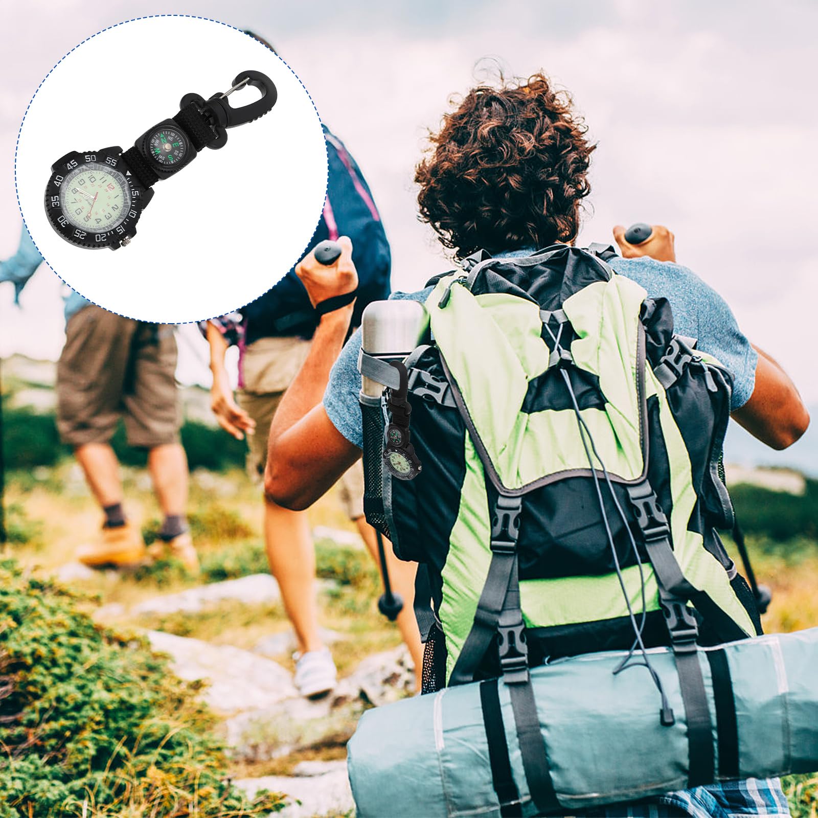 WRITWAA Sports Pocket Watch Backpacker Clip Watch Backpacker Hanging Watch Digital Dial Watch Backpack Clip on Watch Carabiner Watch Backpacker Watch Outdoor Pocket Watch Hiking Watch Belt Loop Watch